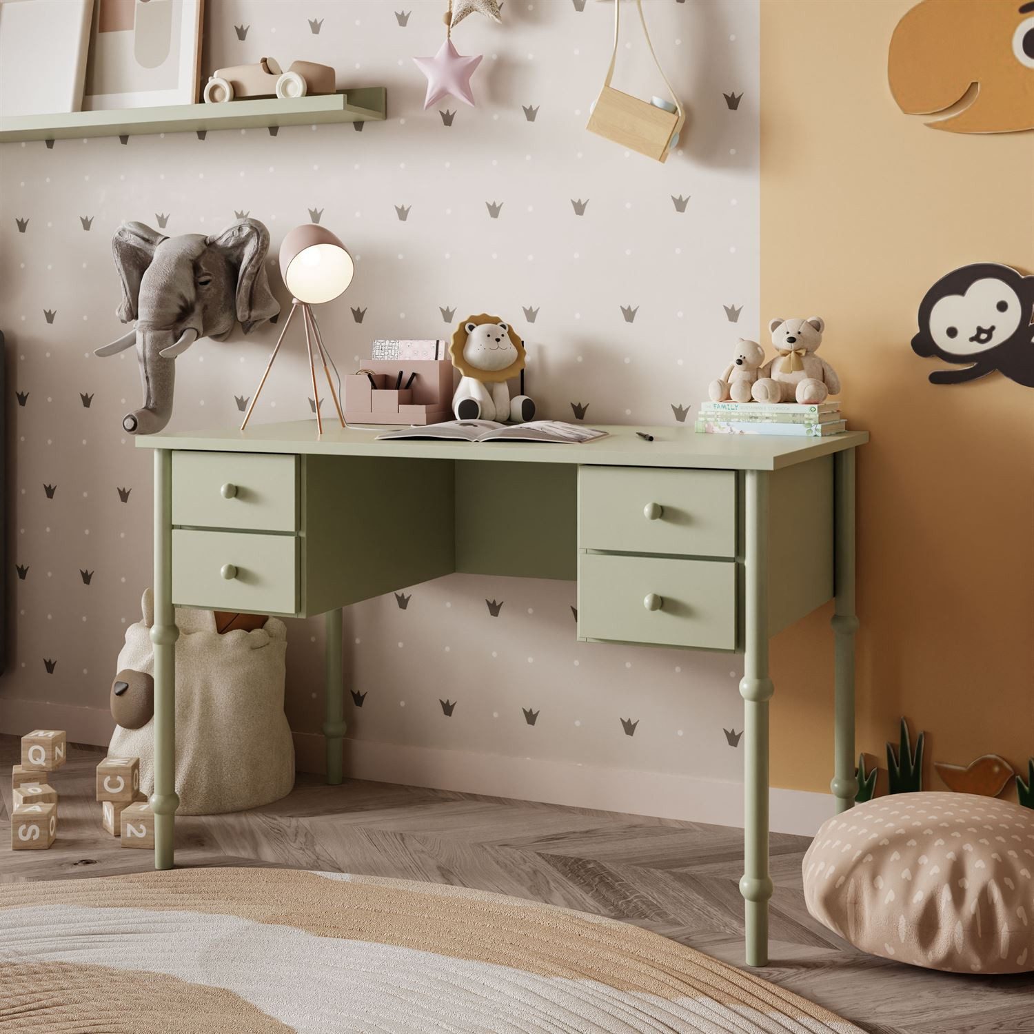 Lookway Schreibtisch BABUSHKA Kinderschreibtisch mit Schubladen (1x Tisch), Breite: 113 cm