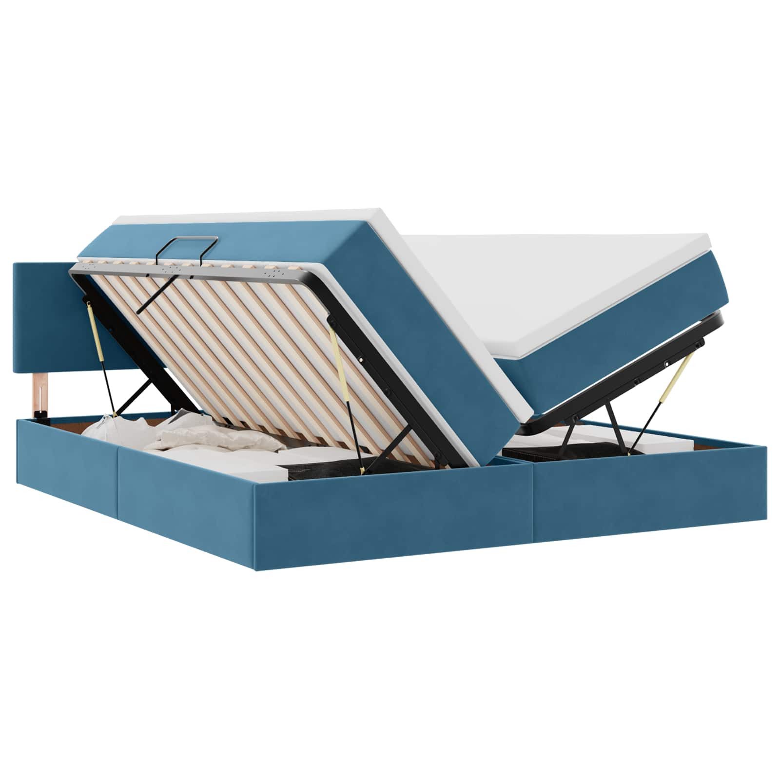 Bett Aufbewahrungsbett mit Matratze Dunkelblau 100 x 200 cm