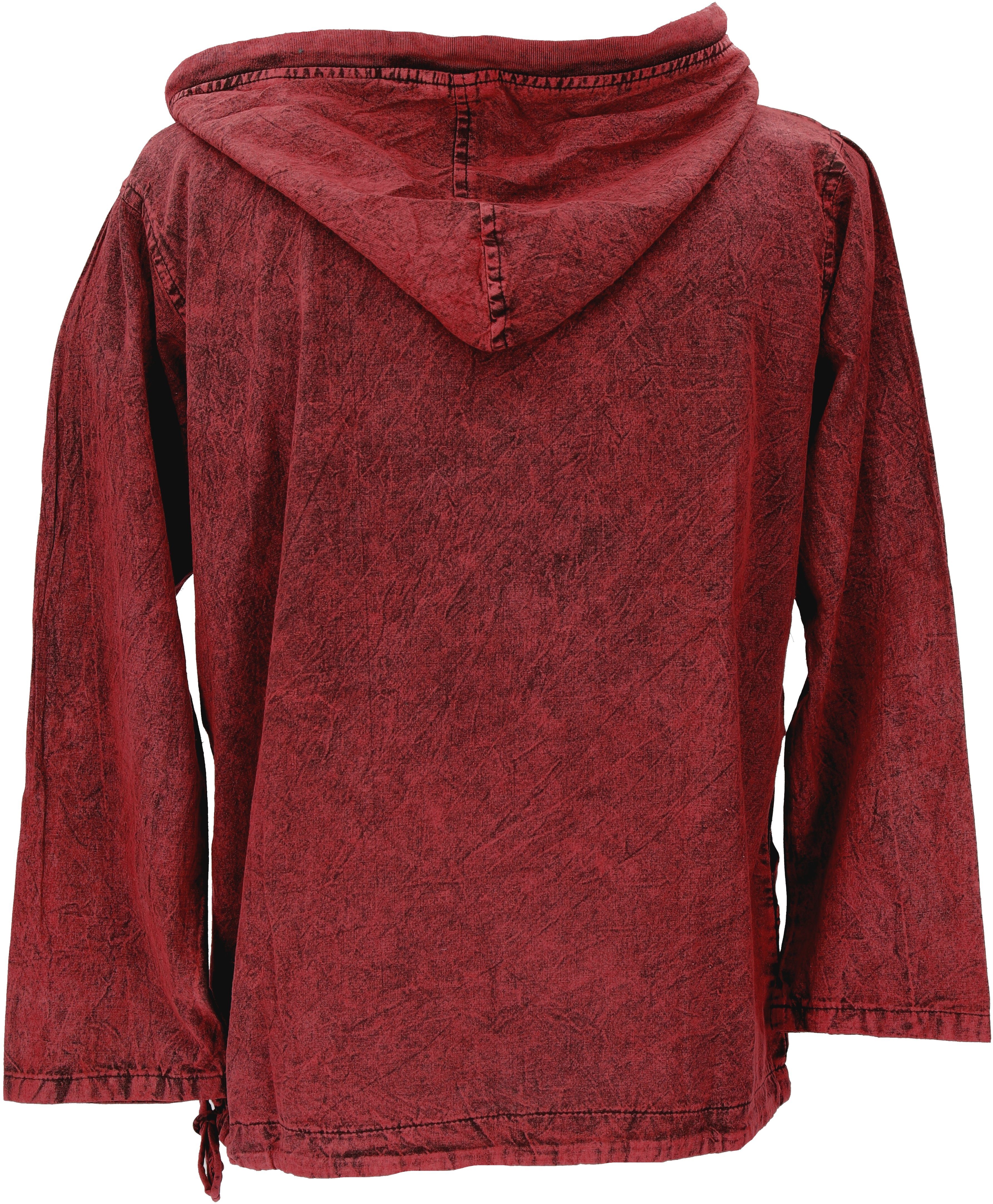 Guru-Shop Hemd & Shirt Yoga Kapuzenshirt, Stonewash Hoodie, Festival.. Hippie, Ethno Style, alternative Bekleidung