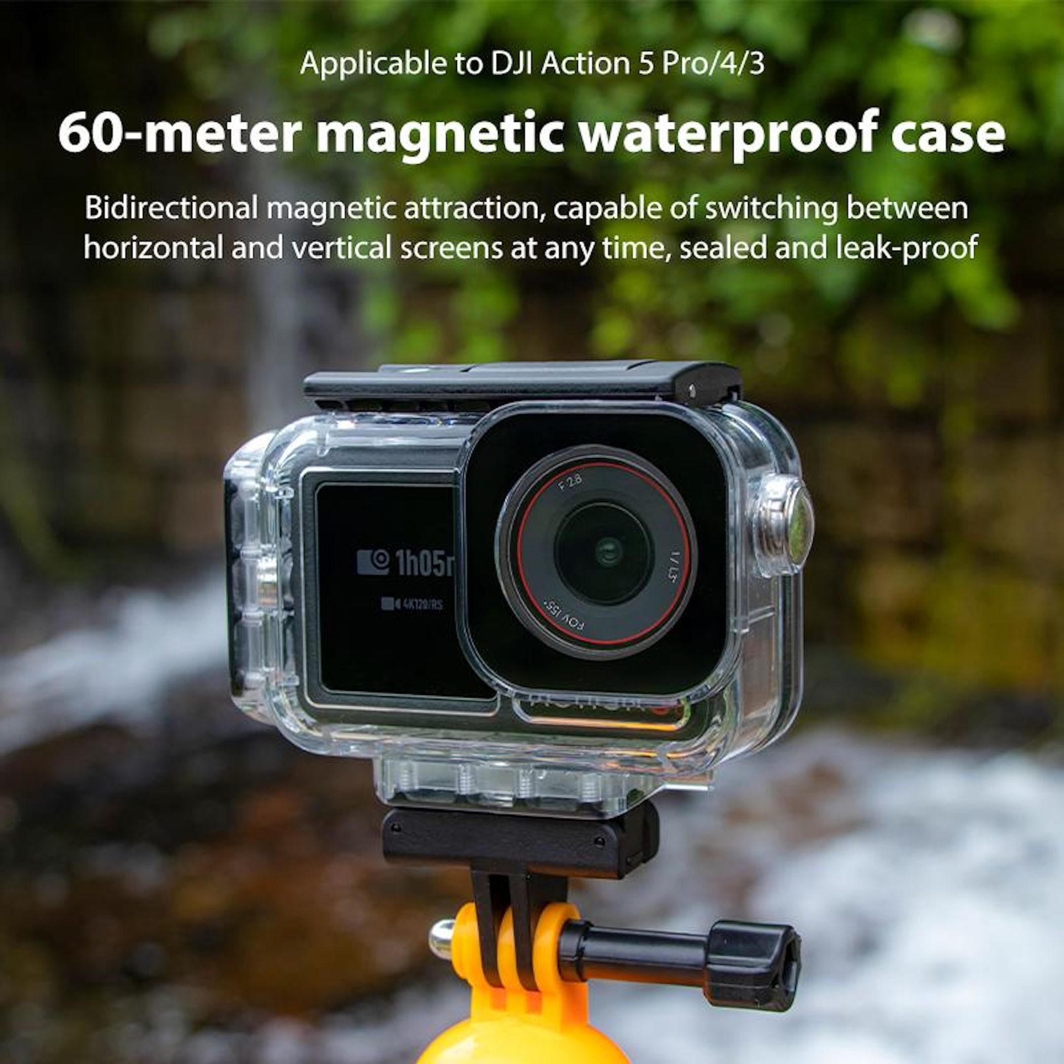 Wigento Unterwassergehäuse für DJI Osmo Action 5 Pro / 4 / 3 60m wasserdicht Zubehör Drohne (60m Wasserdicht, Magnetverschluss) – Bild 3 von 5