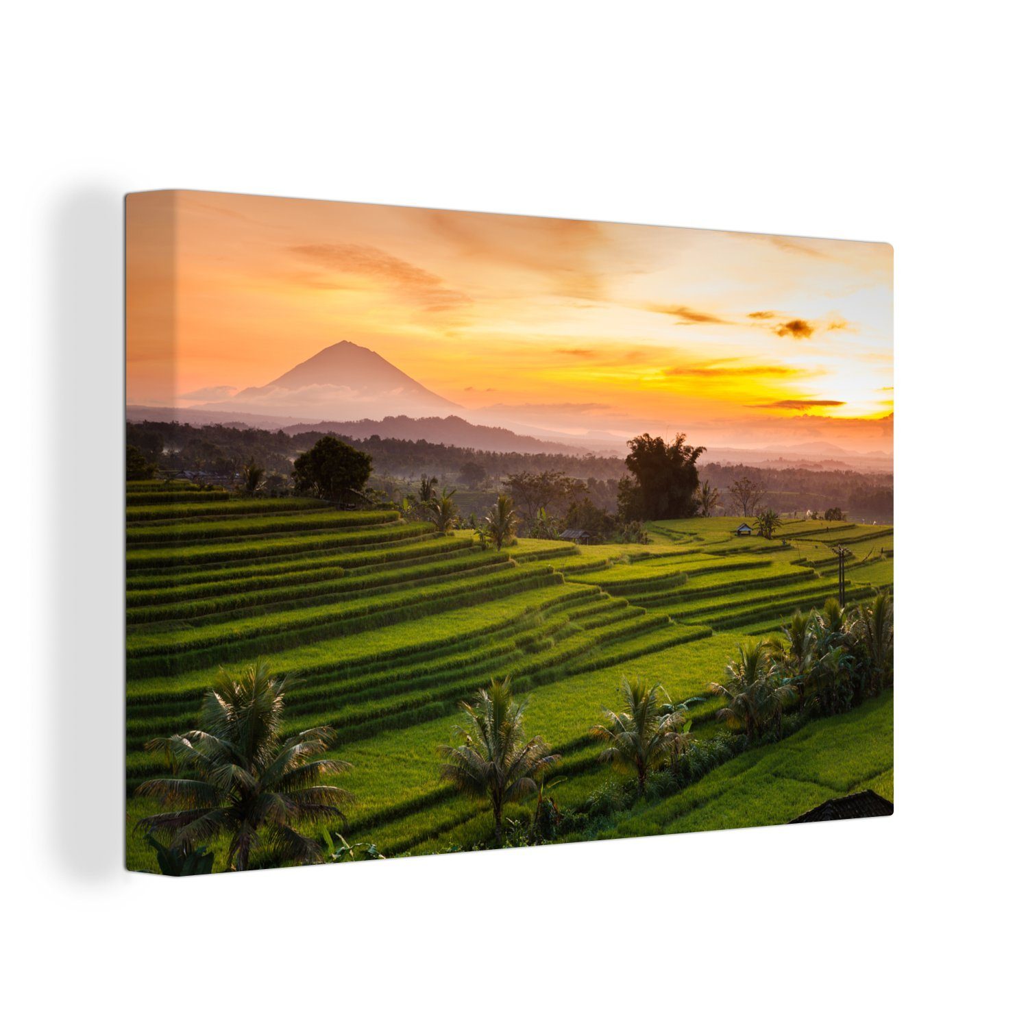 OneMillionCanvasses® Leinwandbild Landschaft von Indonesien bei Sonnenuntergang, (1 St), Wandbild Leinwandbilder, Aufhängefertig, Wanddeko, 30x20 cm