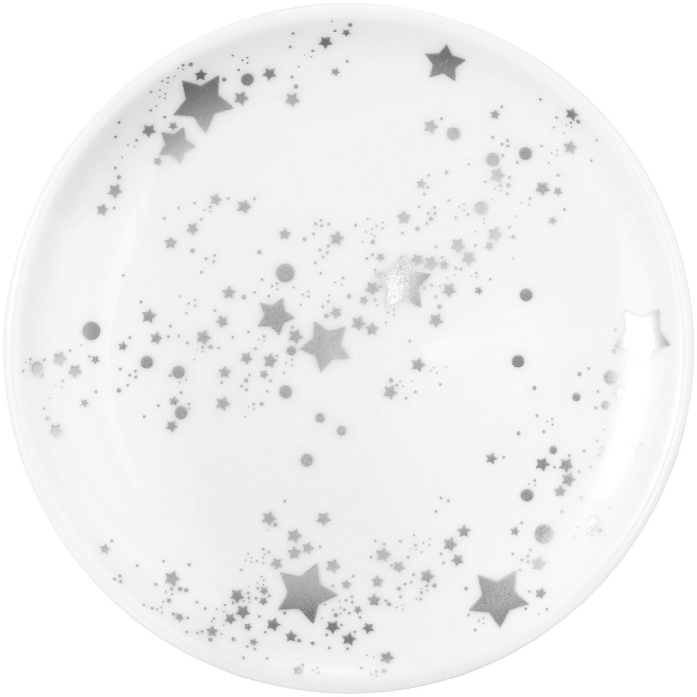 Seltmann Weiden Servierschale Liberty - Silver Stars, Porzellan, (1-tlg), Schale rund, mit Deckel, 14 x 9 cm
