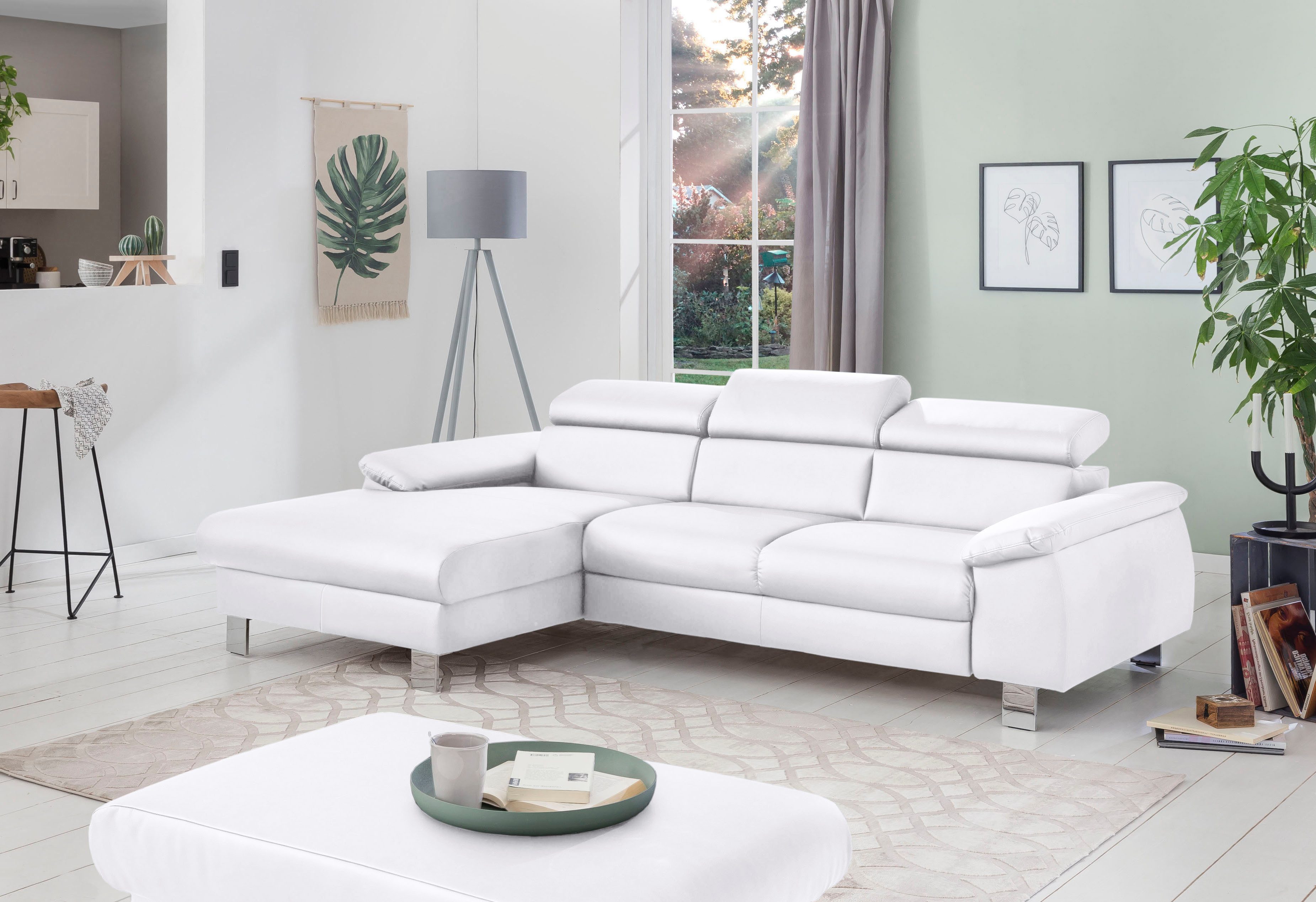 COTTA Ecksofa Komaris L-Form, B: 244 cm, mit Kopfteilverstellung, optional Schlaffunktion, Bettkasten & Licht
