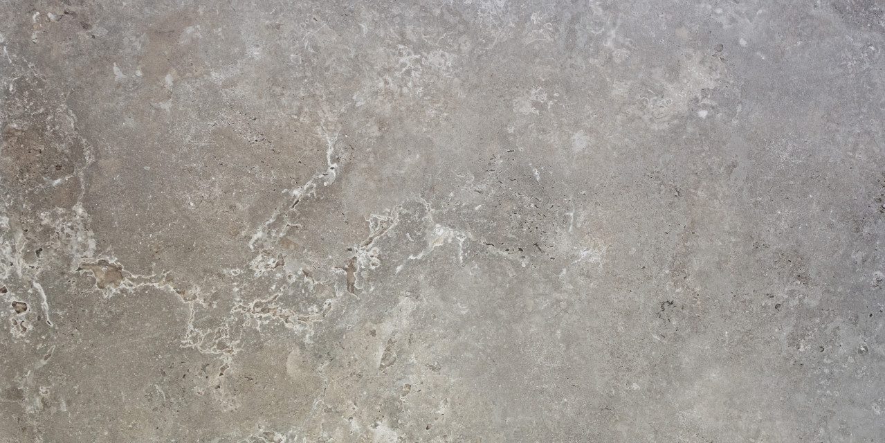 Vabene Wandfliese Bodenfliese Feinsteinzeug Travertino teilpoliert, Feinsteinzeug, Grau