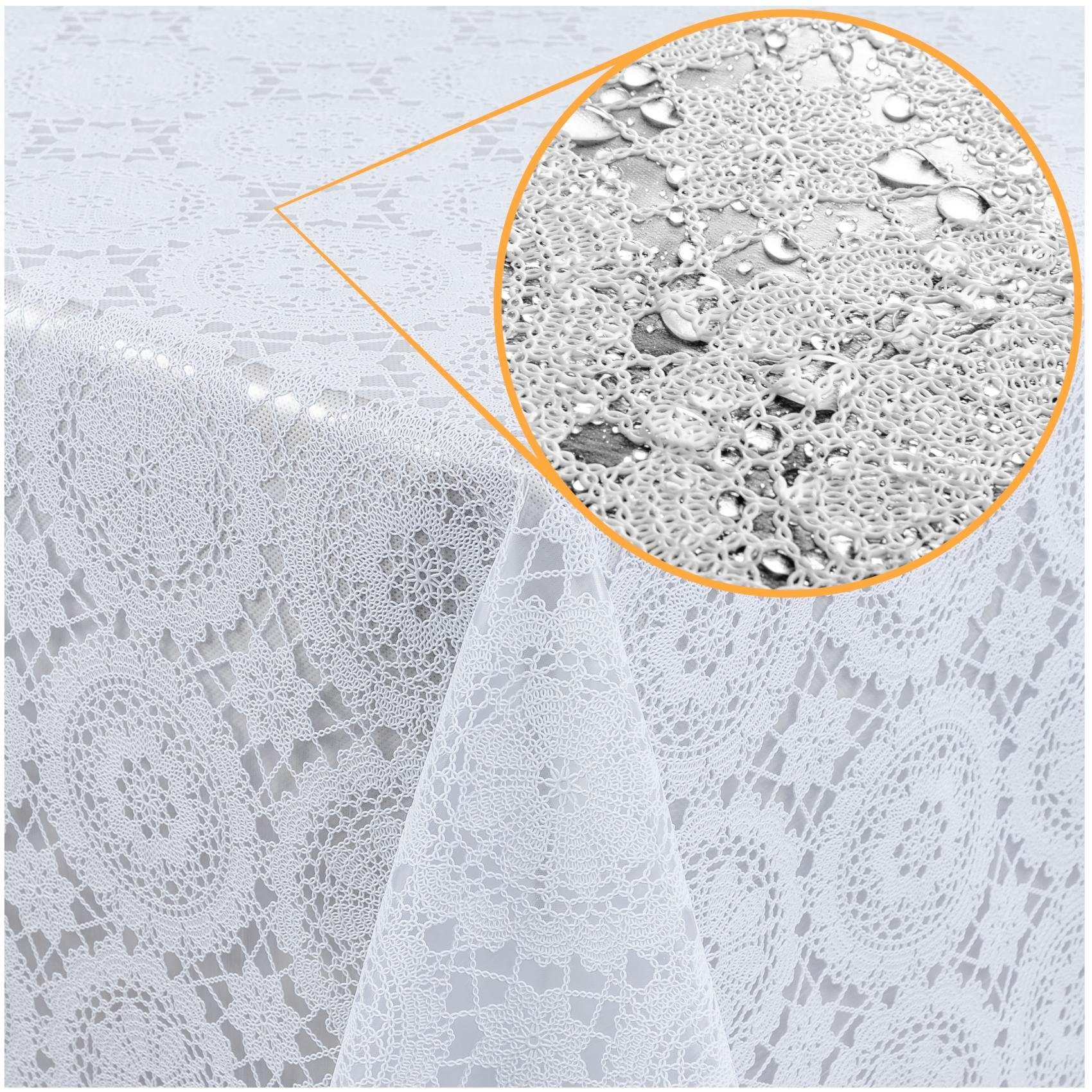 ANRO Tischdecke Lace Vinyltischdecke Häkelspitze Gartentischdecke günstig online kaufen