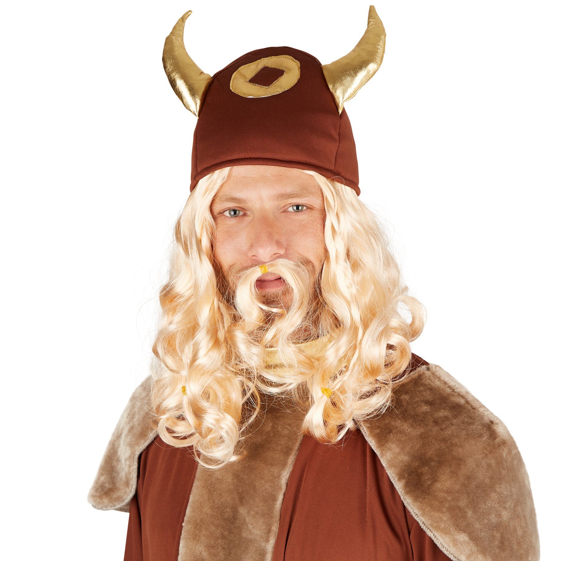 dressforfun Wikinger-Kostüm Nordmann, auch Krieger, in der Farbe braun, Gr. XXL, Witziger Hut, Wildes Gewand mit Umhang, Cooler Gürtel, Inkl. Stiefelstulpen