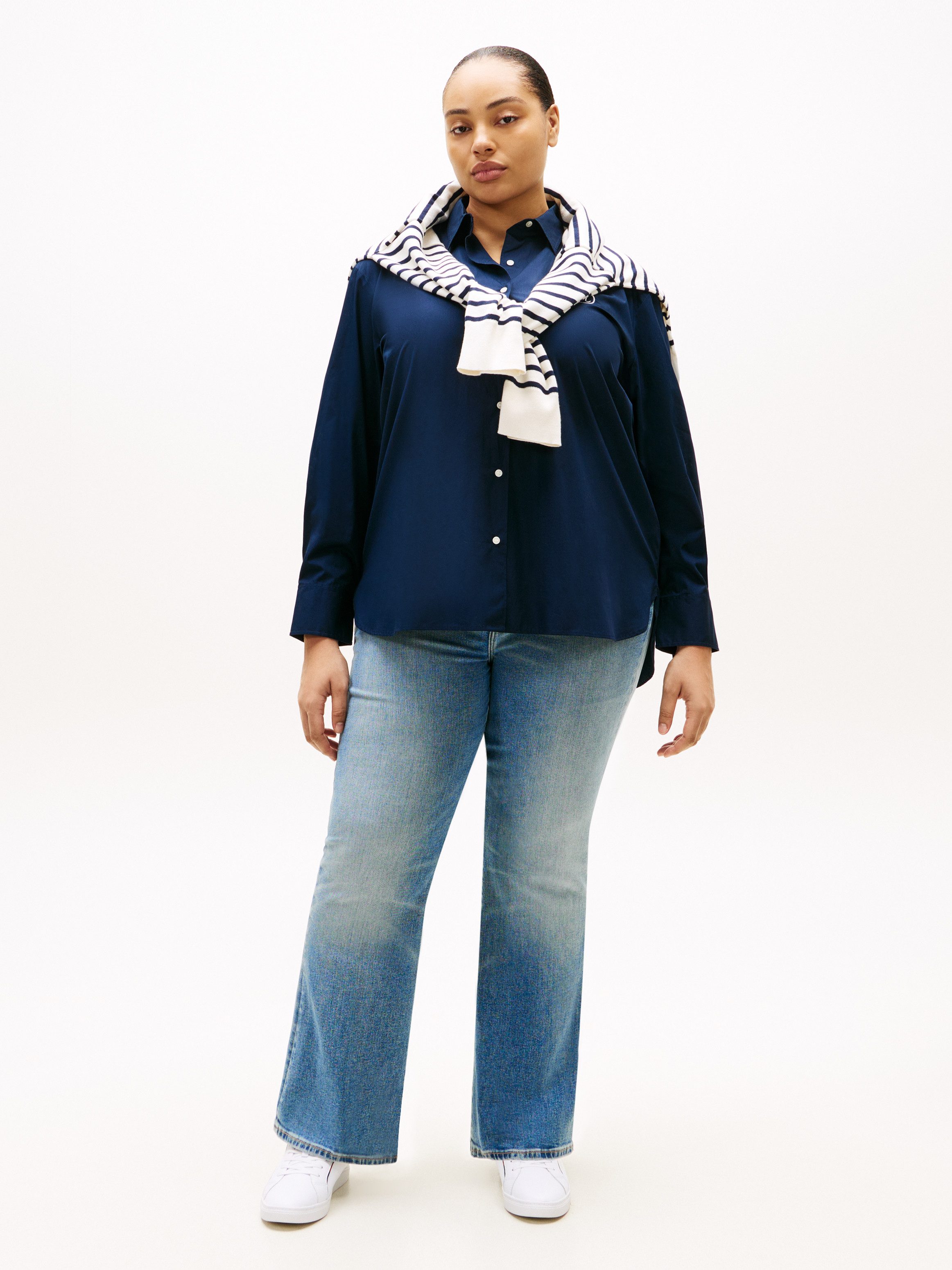 Tommy Hilfiger Curve Hemdbluse CRV COTTON EASY SHIRT in großen Größen, Baumwolle