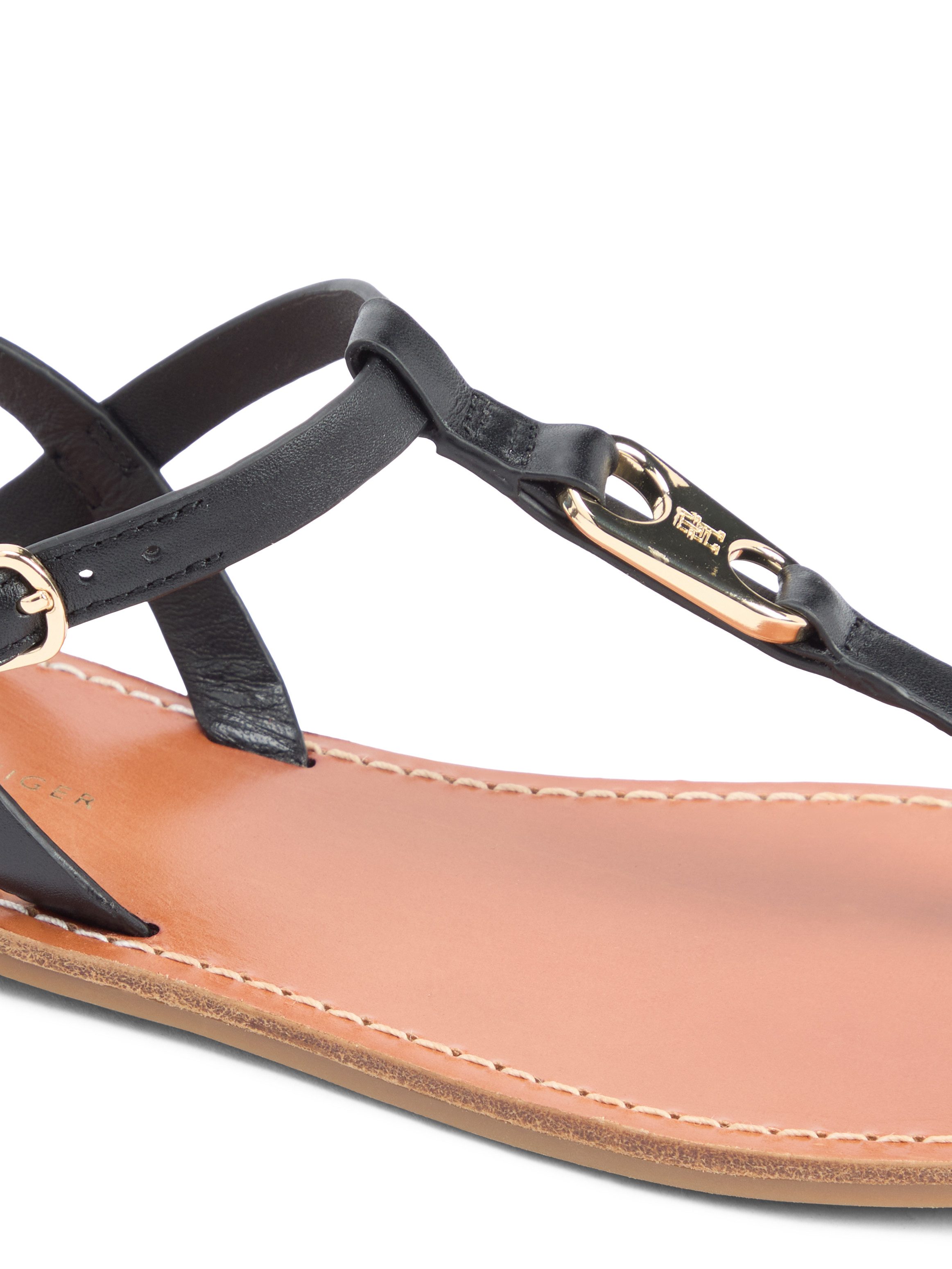 Tommy Hilfiger LEATHER THONG SANDAL Riemchensandale Sommerschuh, Sandalette mit Schmucklogo