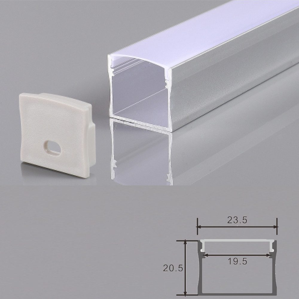 ENERGMiX LED-Stripe-Profil 2 Meter Alu Profile Alu Schiene Profil mit Milchglas Abdeckung Kanal, abdeckung