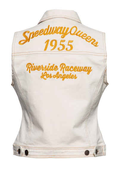 QueenKerosin Jeansweste Speedway Queen mit Stickerei im Rücken