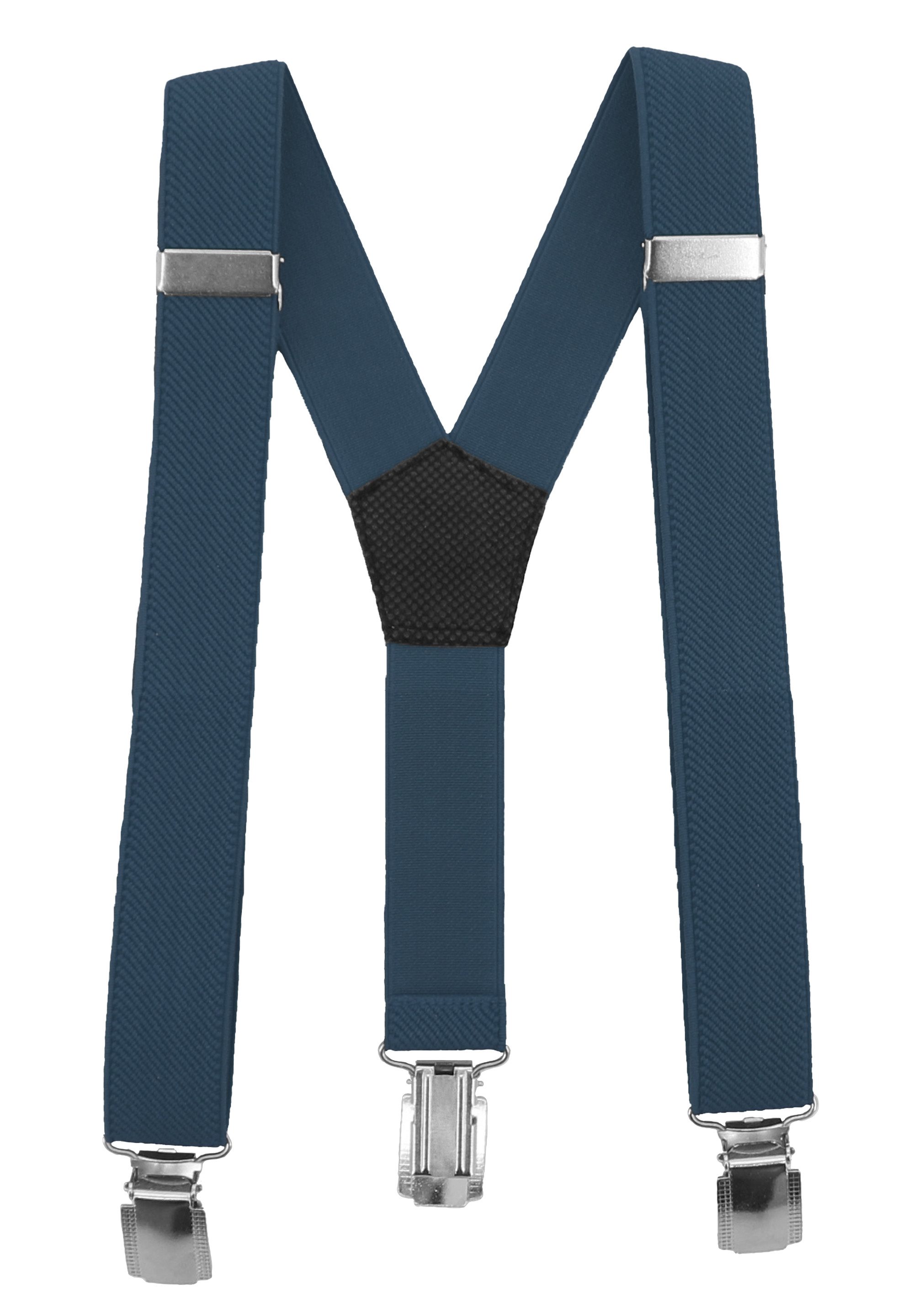 Fabio Farini Hosenträger Schmales Y-Design mit 2,5cm Breite verstellbar mit extra starken Clipverschluss, Blau