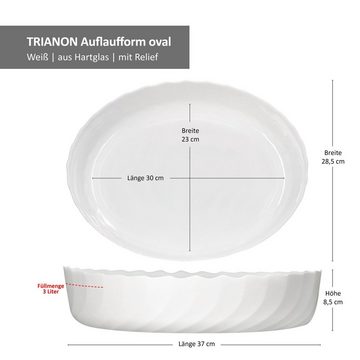MamboCat Auflaufform Trianon Auflaufform oval groß 3L aus Glas 37x28,5x8,5cm Back-Form, Glas
