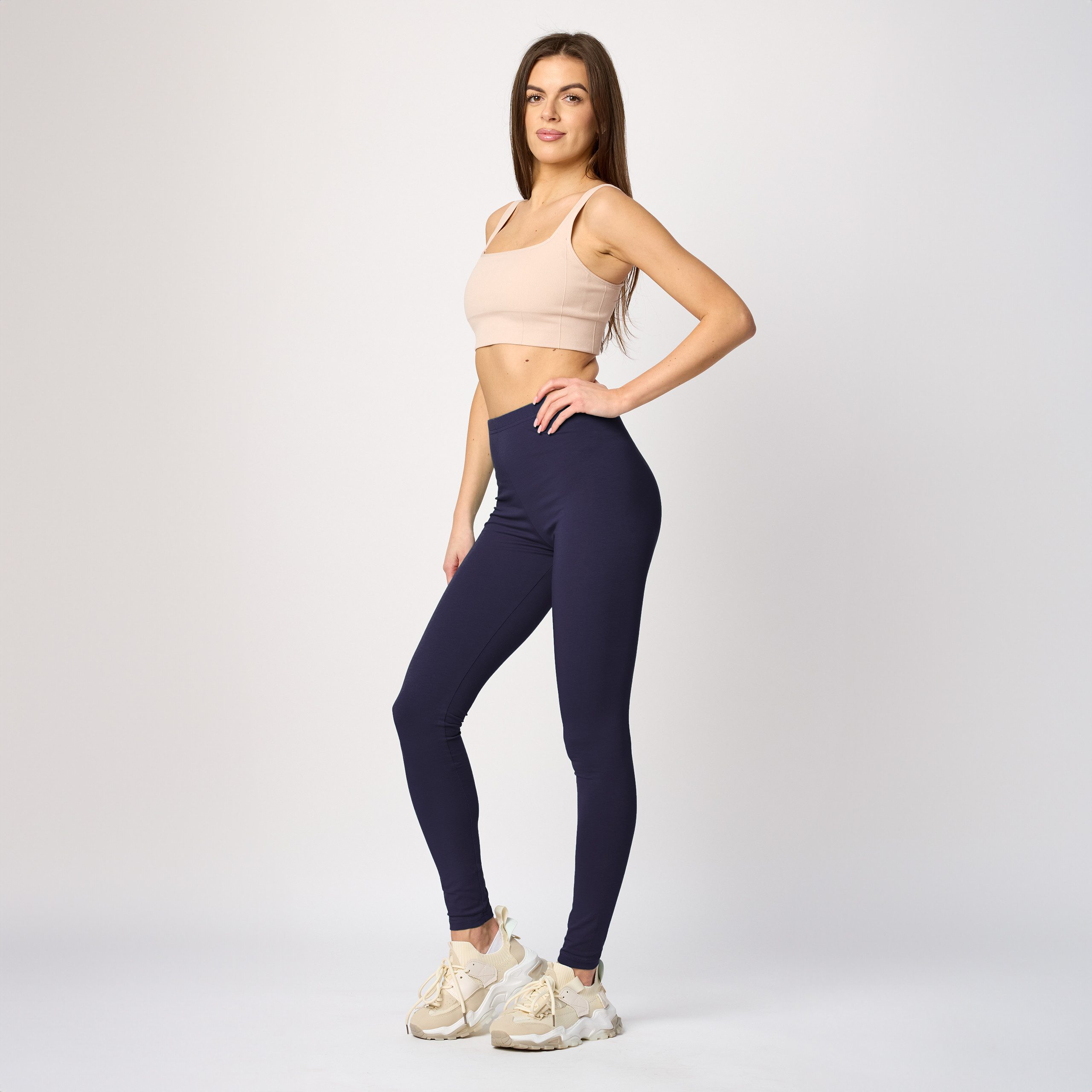 Merry Style Leggings Damen Hosen lang aus Baumwolle MS10-198 (1-tlg) elastischer Bund, eng – Bild 2 von 5