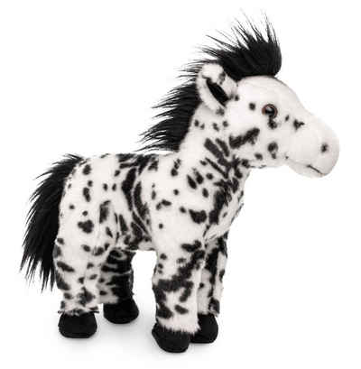 Uni-Toys Kuscheltier Pferd weiß mit schwarzen Flecken - 28 cm - Plüsch-Pferd, Plüschtier, zu 100 % recyceltes Füllmaterial