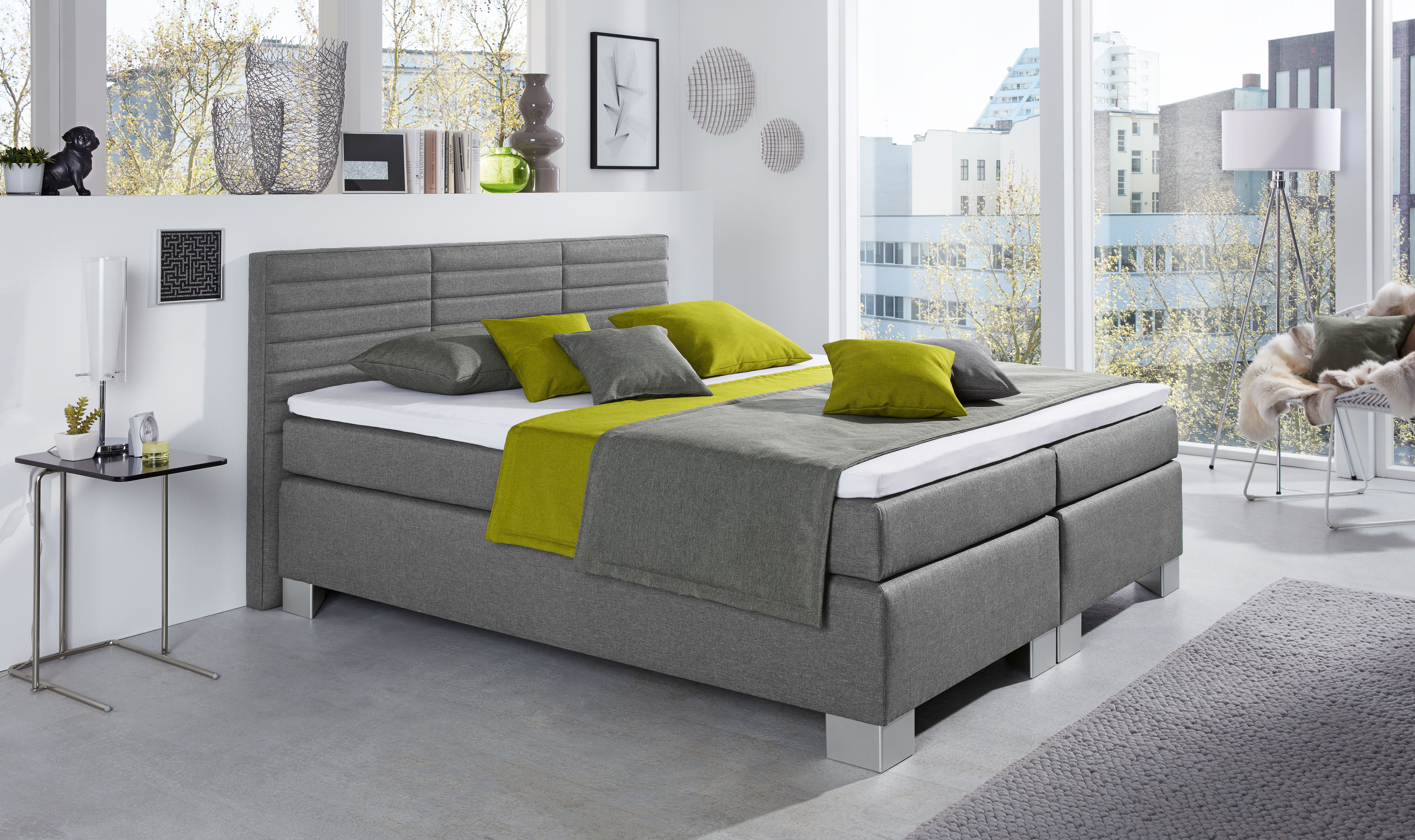 hapo Boxspringbett ATLANTA mit hohem Kopfteil (Topper separat erhältlich), erhältlich in verschiedenen Breiten, Farben & Matratzenarten