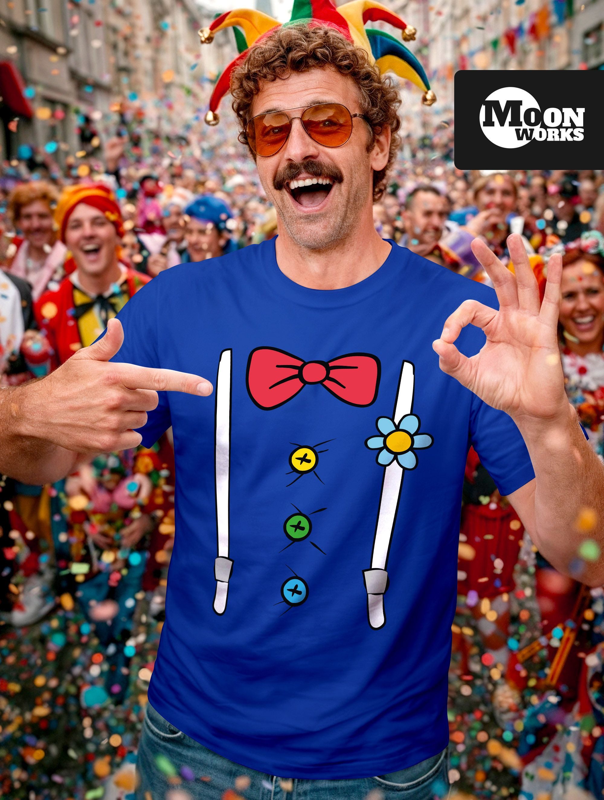 MoonWorks Print-Shirt Herren T-Shirt Fasching Karneval Clown Kostüm-Ersatz Verkleidung Last mit Print