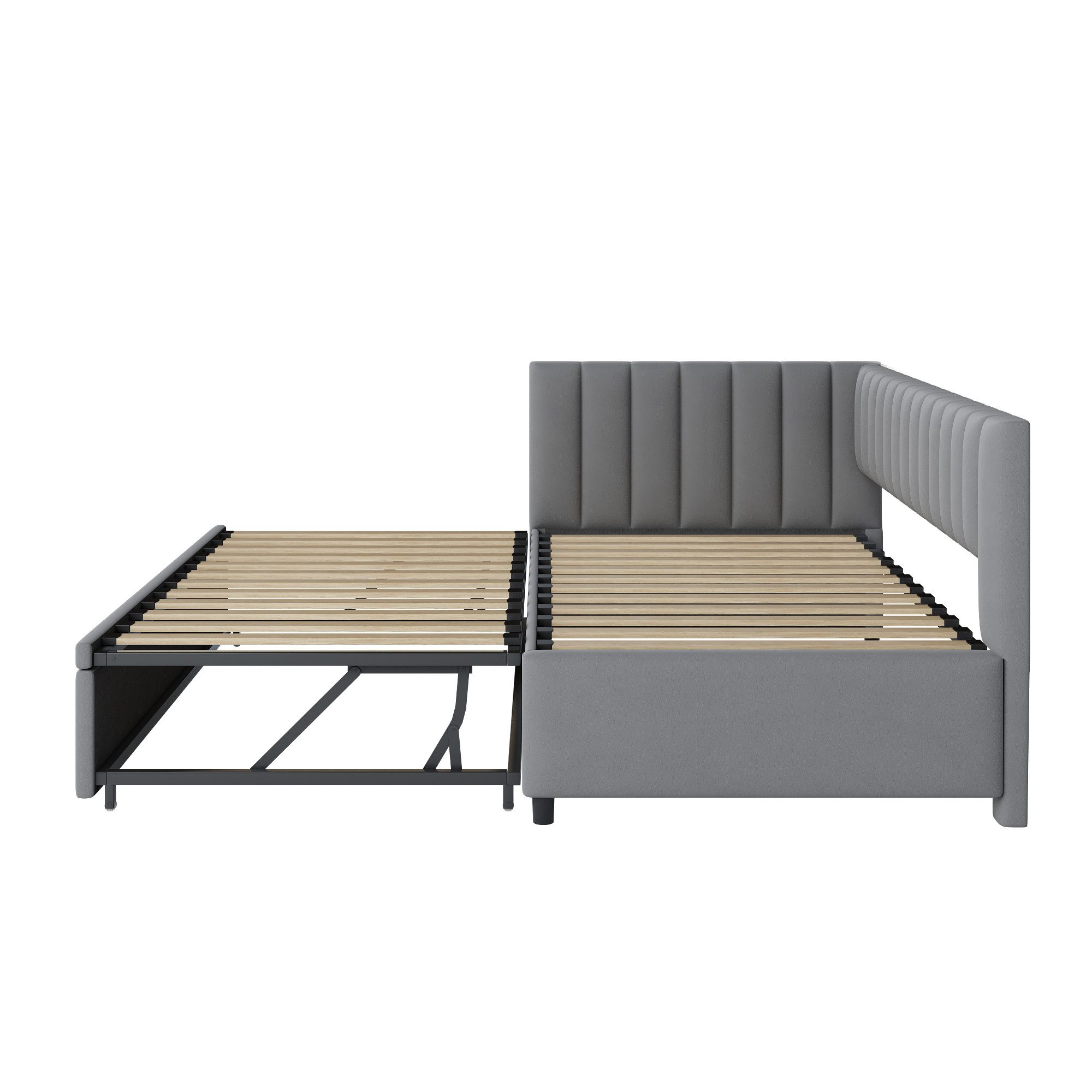 Merax Daybett (Tagesbett aus Samt), Polsterbett mit Ausziehbett,Schlafsofa mit Armlehne,90/180x200cm – Bild 5 von 5