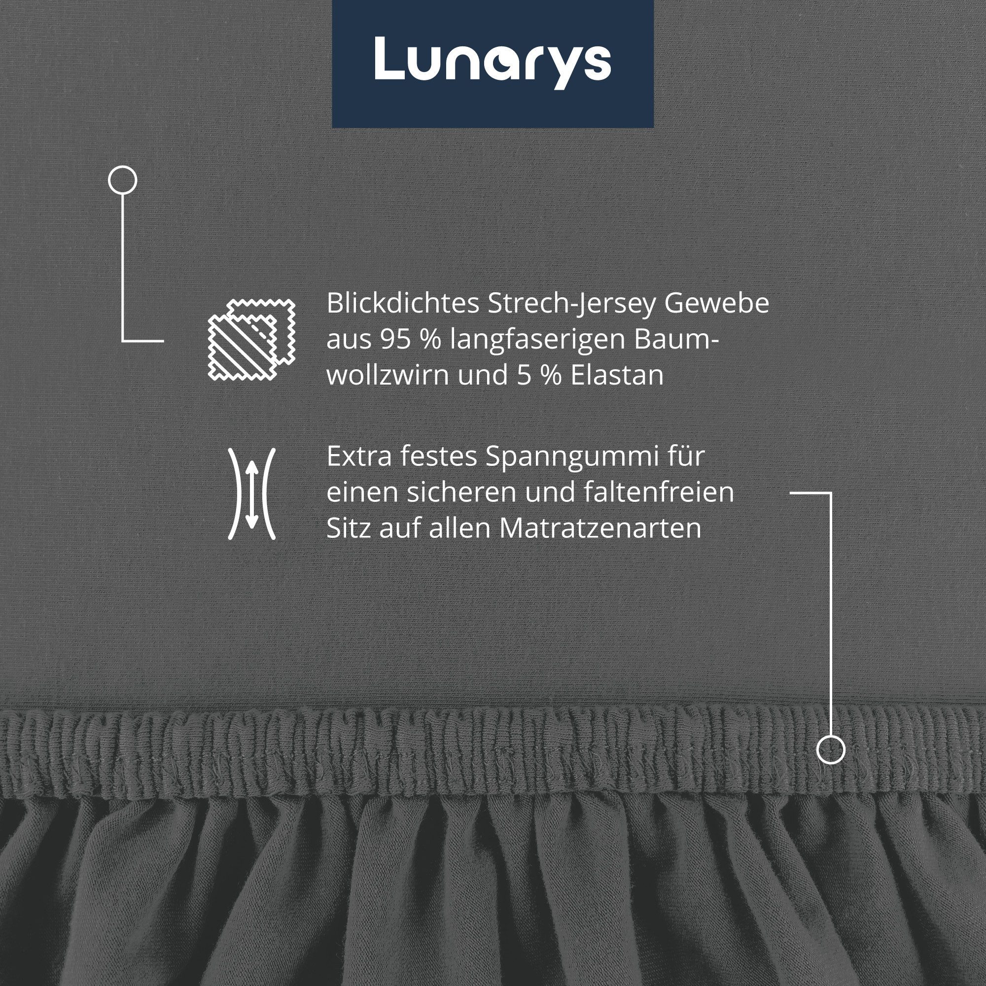 Lunarys Spannbettlaken SleepRoyal, Jersey-Elasthan, Gummizug: rundum, (1 Stück), 90x200 cm, 250 g/m², 95% Baumwolle, für Kinder geeignet – Bild 4 von 5