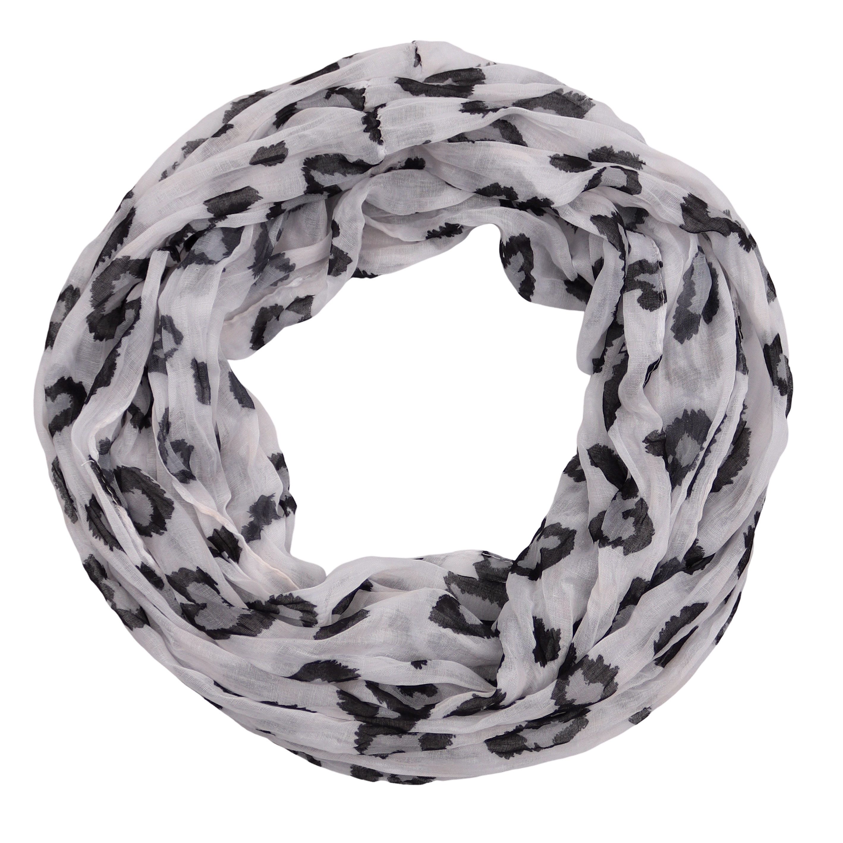 MIRROSI Loop Damen Schal mit Herz-Leo-Muster Weich Schlauchschal, (zweimal um den Hals wickelbar, ca.45x75cm), Damen Halstuch ideal für Frühling, Sommer oder Herbst
