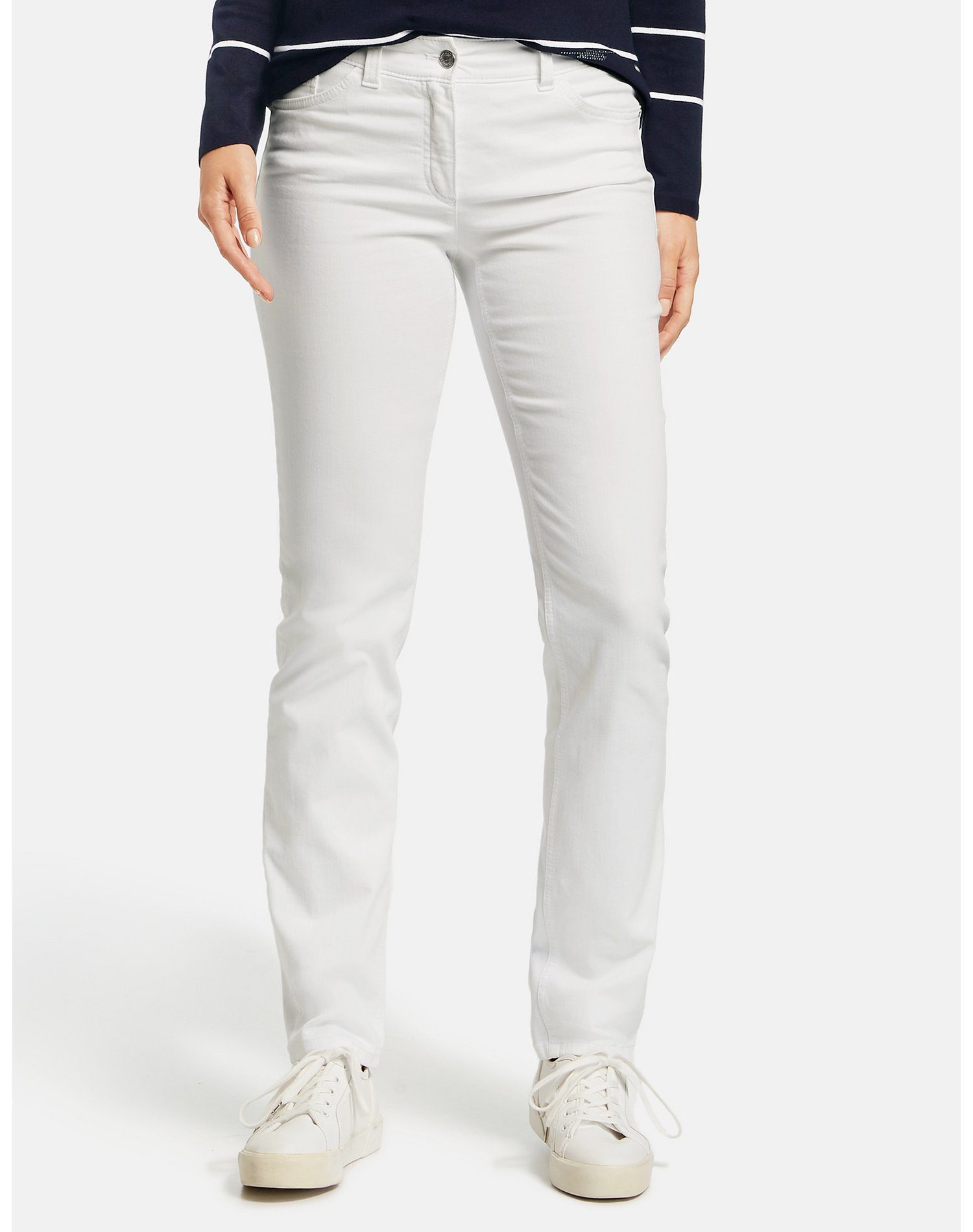 GERRY WEBER Stretch-Jeans Figurformende Hose Best4me 5-Pocket weiß/weiß