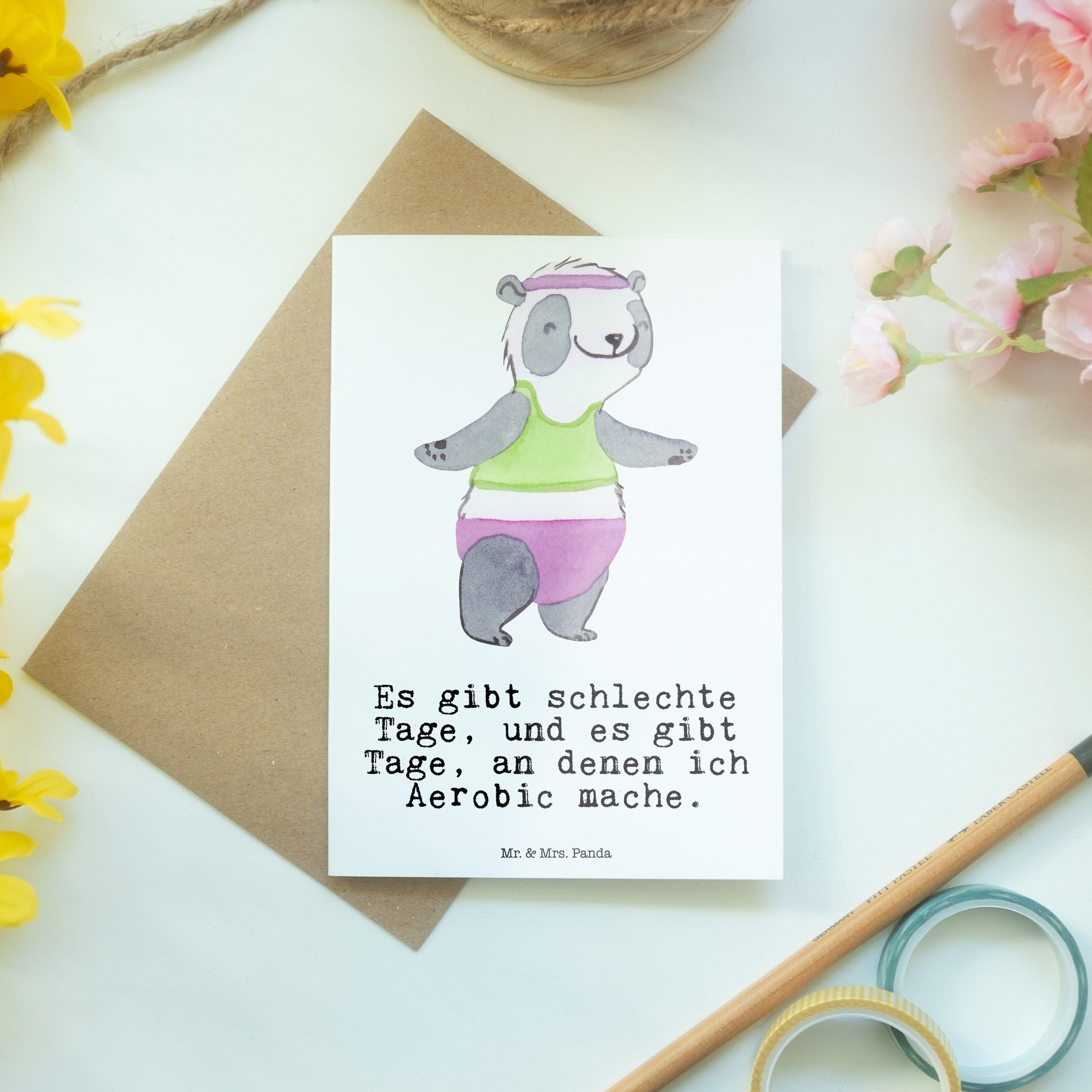- Weiß Mrs. Tage - Aerobic Grußkarte & Panda Dankeschön, Panda Mr. S Geburtstagskarte, Geschenk,