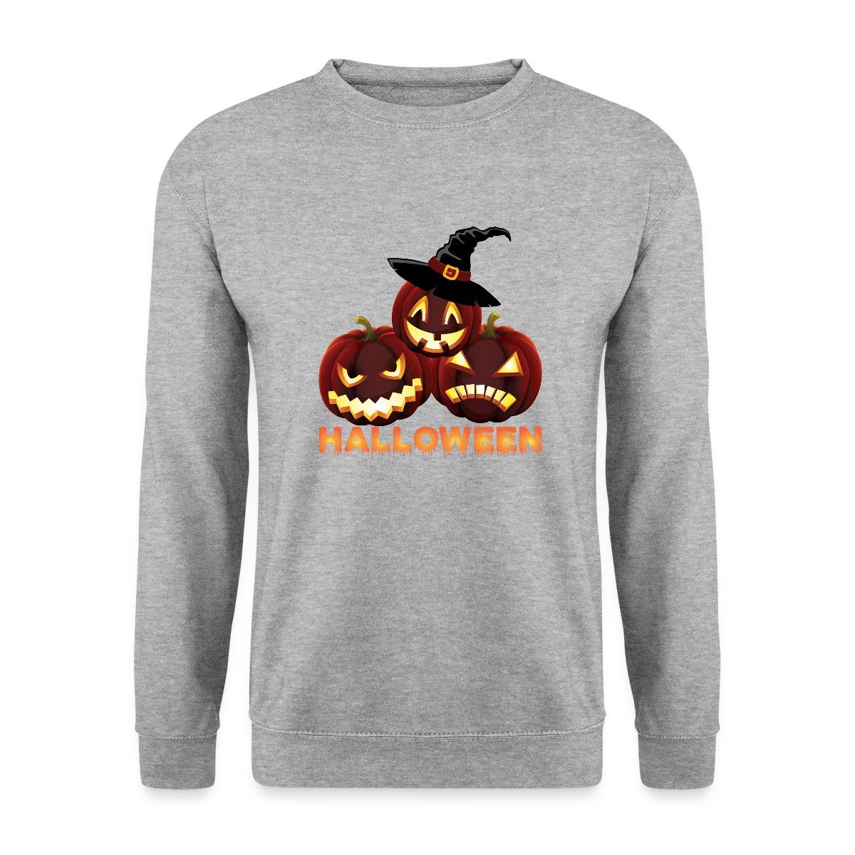 Sweatshirt Halloween Kürbisse Mit Hexenhut Gruselig Lustig Unisex Pullover