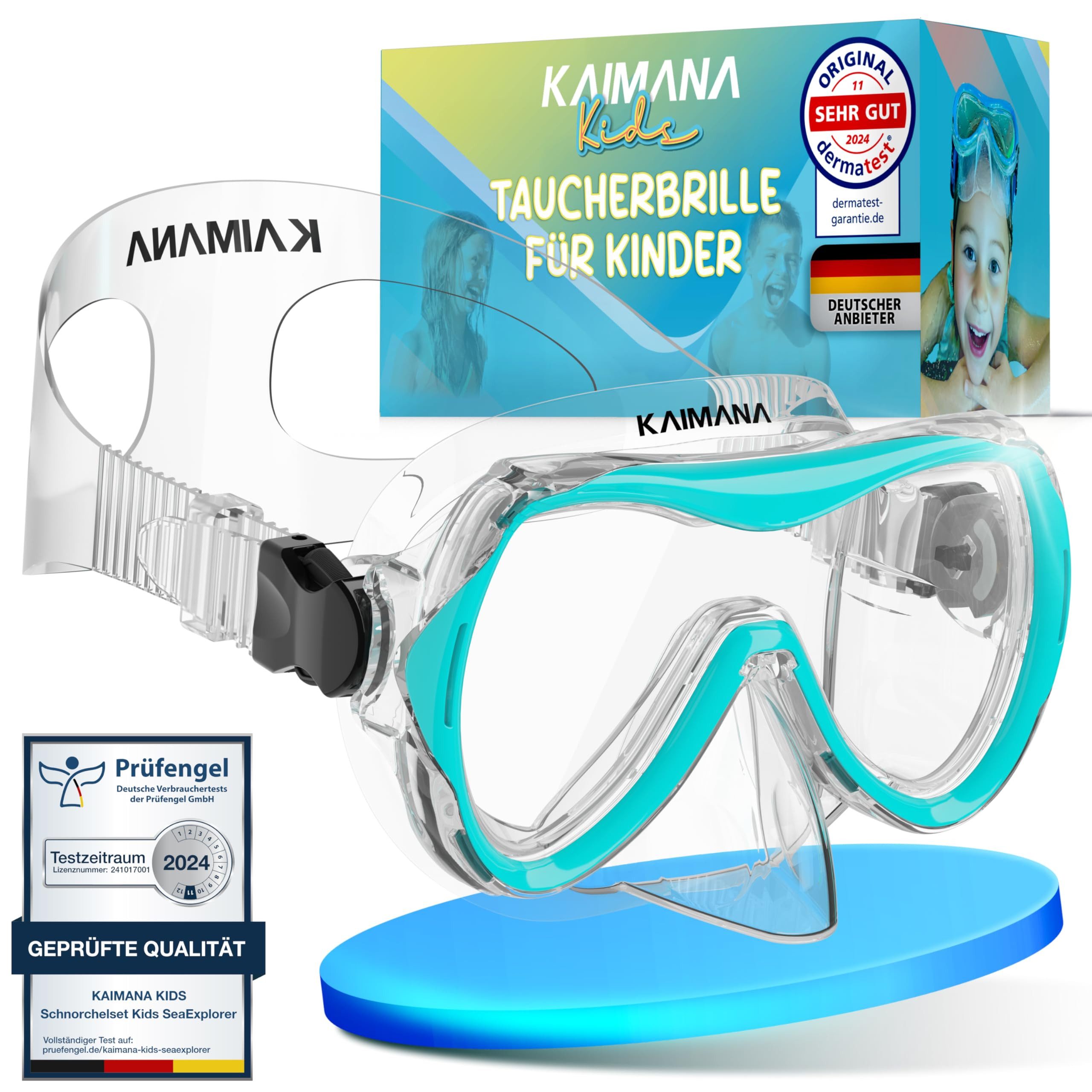 KAIMANA Tauchermaske - Taucherbrille Kinder inkl. Tragetasche, besonders Bequeme Tauchmaske Kinder