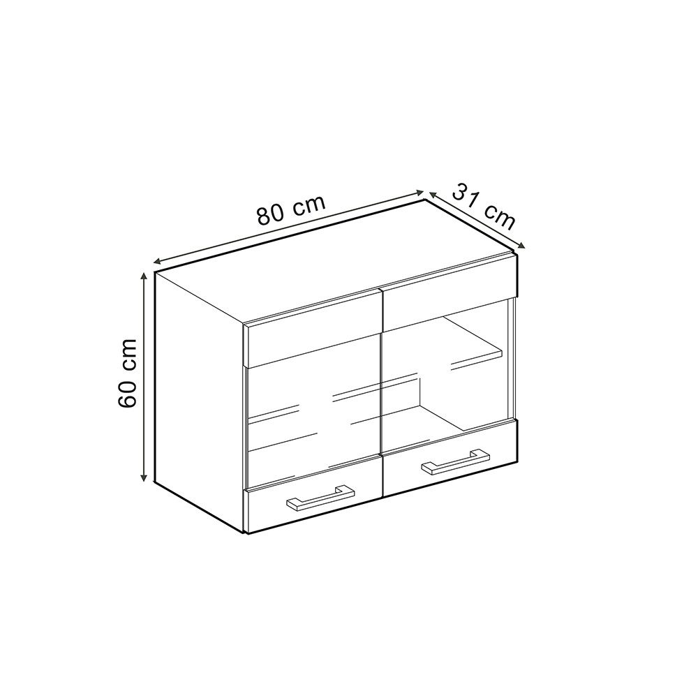 Vicco Glashängeschrank R-Line, Anthrazit Landhaus/Anthrazit, 80 cm (1-St)