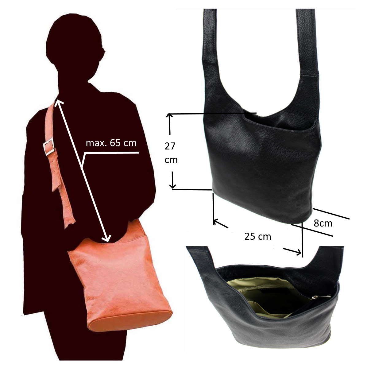 ITALYSHOP24 Schultertasche Made in Italy Damen günstig online kaufen