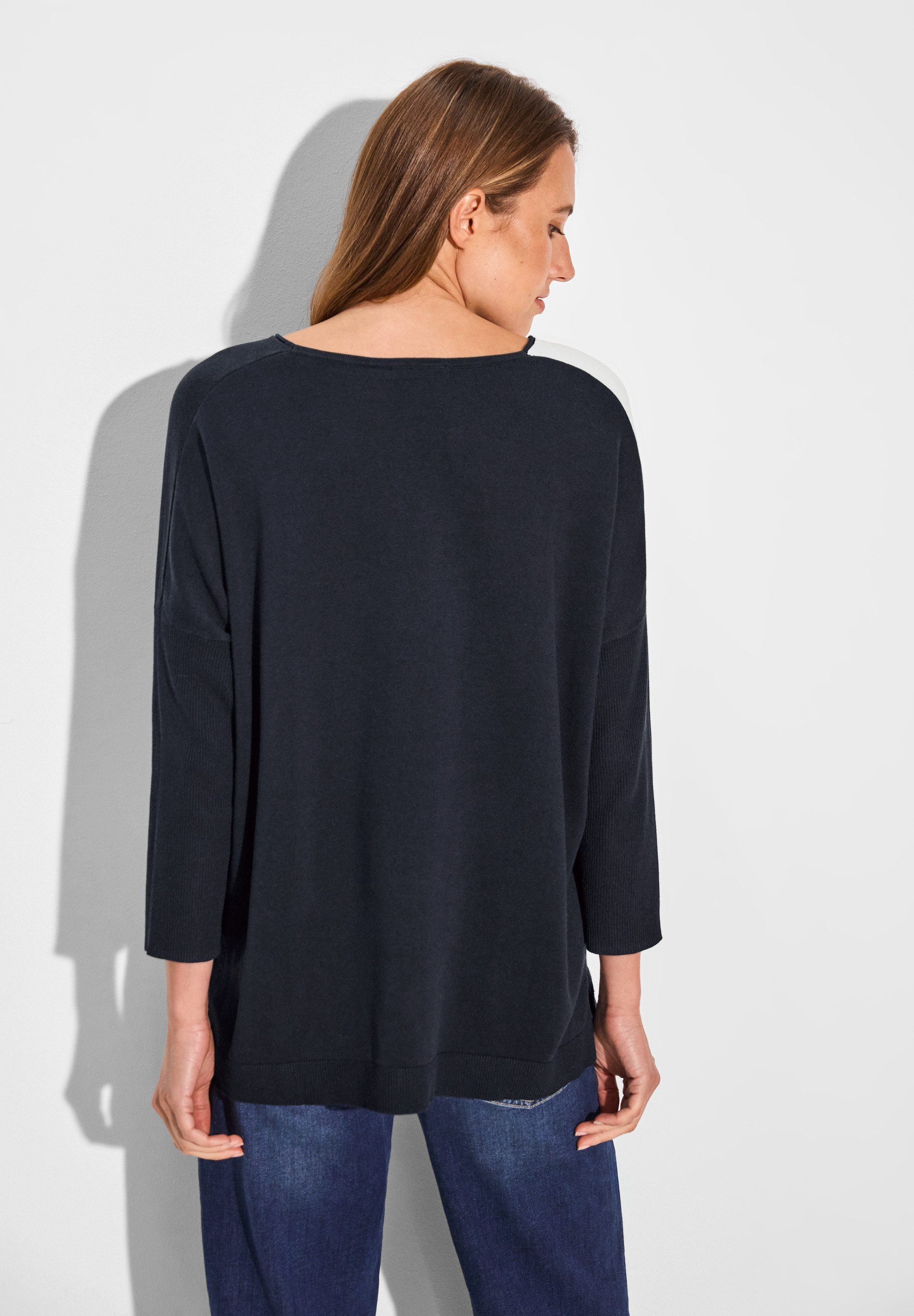 CECIL Longpullover mit abgerundetem V-Ausschnitt