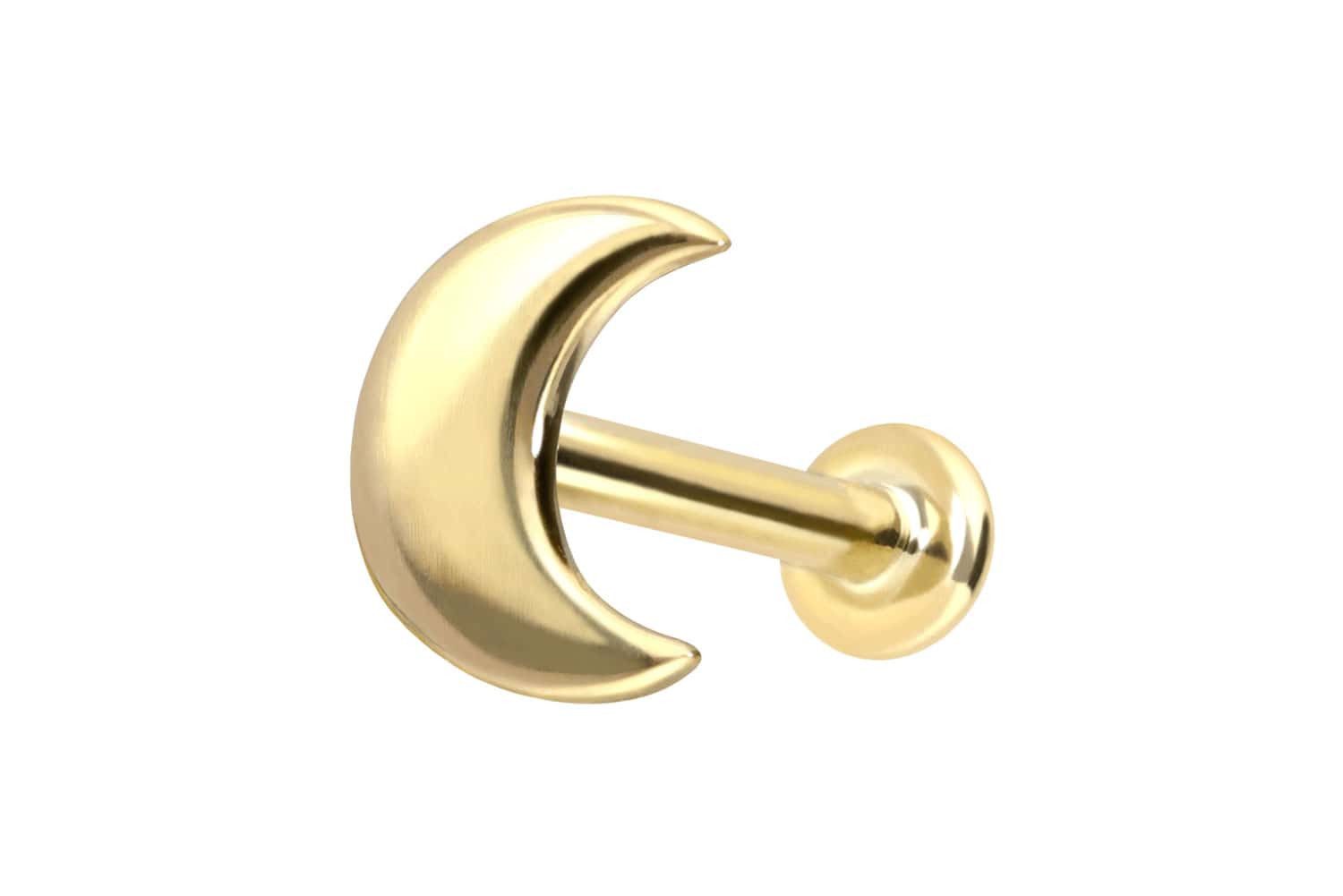 PIERCINGLINE Piercing-Set 14 Karat Gold Labret mit Innengewinde MOND (Labrets, 1-tlg)