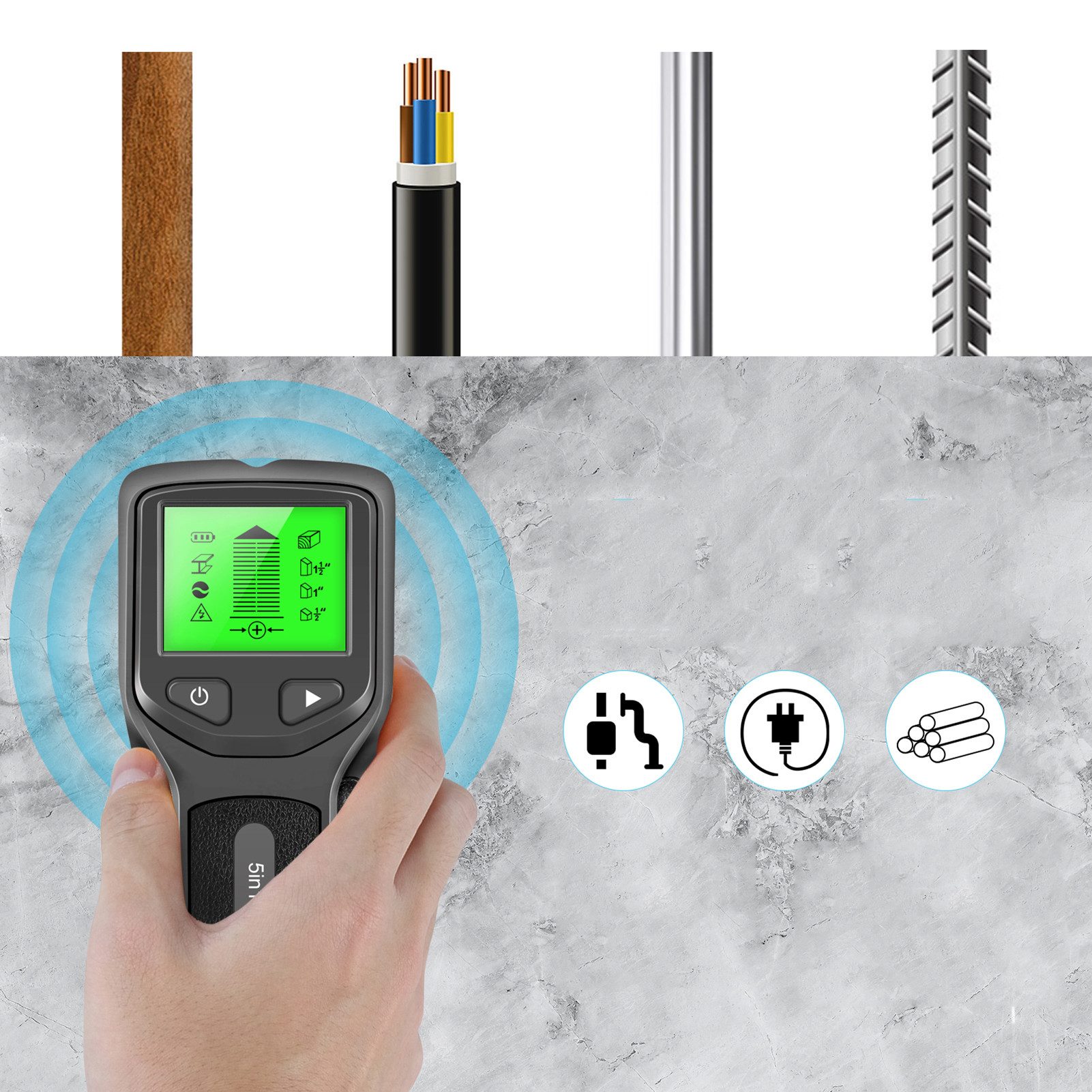 Thumbnail - Rutaqian Metalldetektor Stud Finder, Leitungssucher Wand Scanner Detektor Ortungsgerät