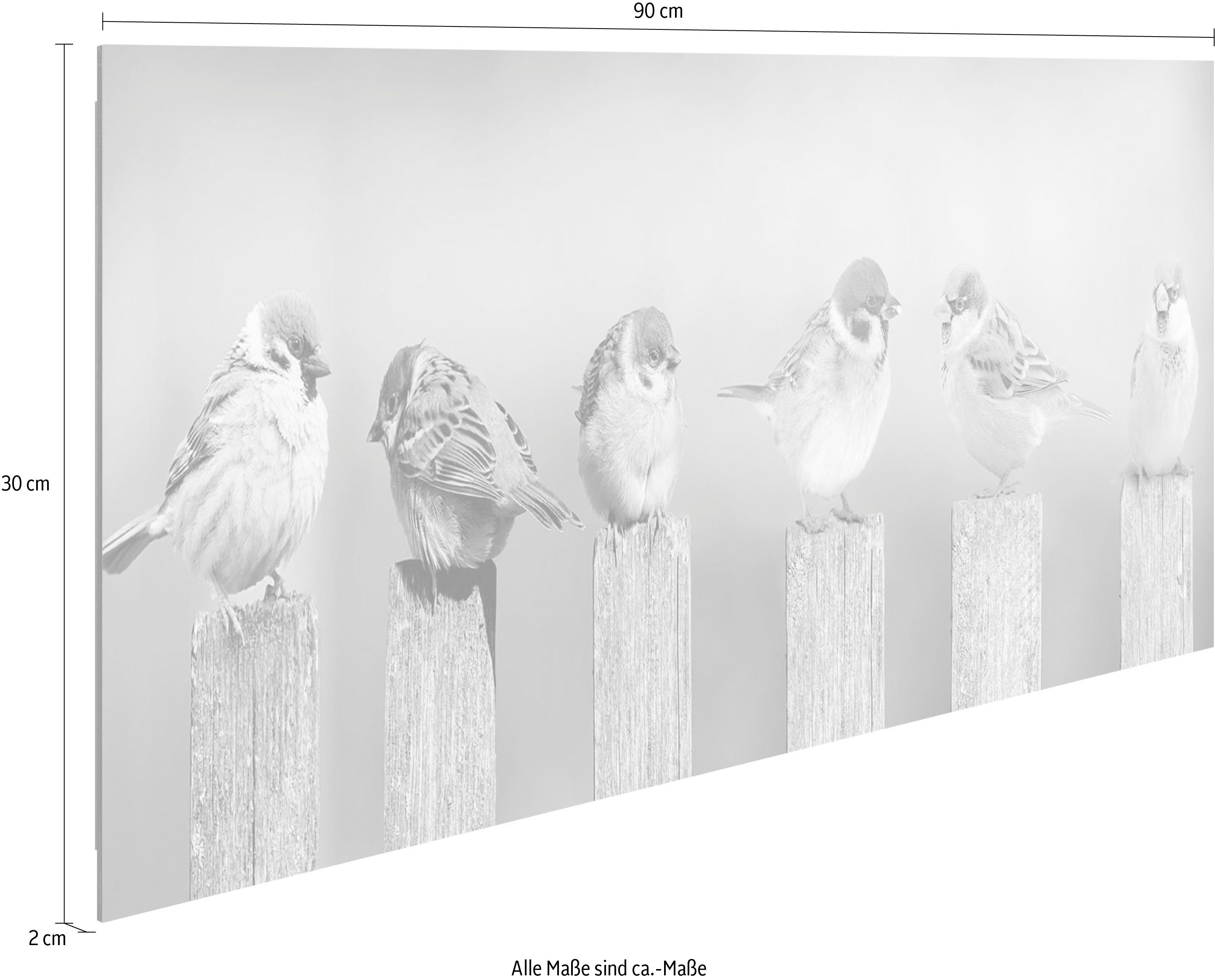 Deco Bird Reinders! Family 30x90 Holzbild Panel