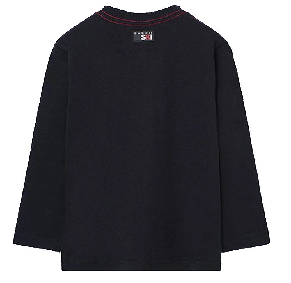 BÒBOLI Langarmshirt BÒBOLI Jungen Langarmshirt T-Shirt Langarm white peak schwarz (1-tlg)