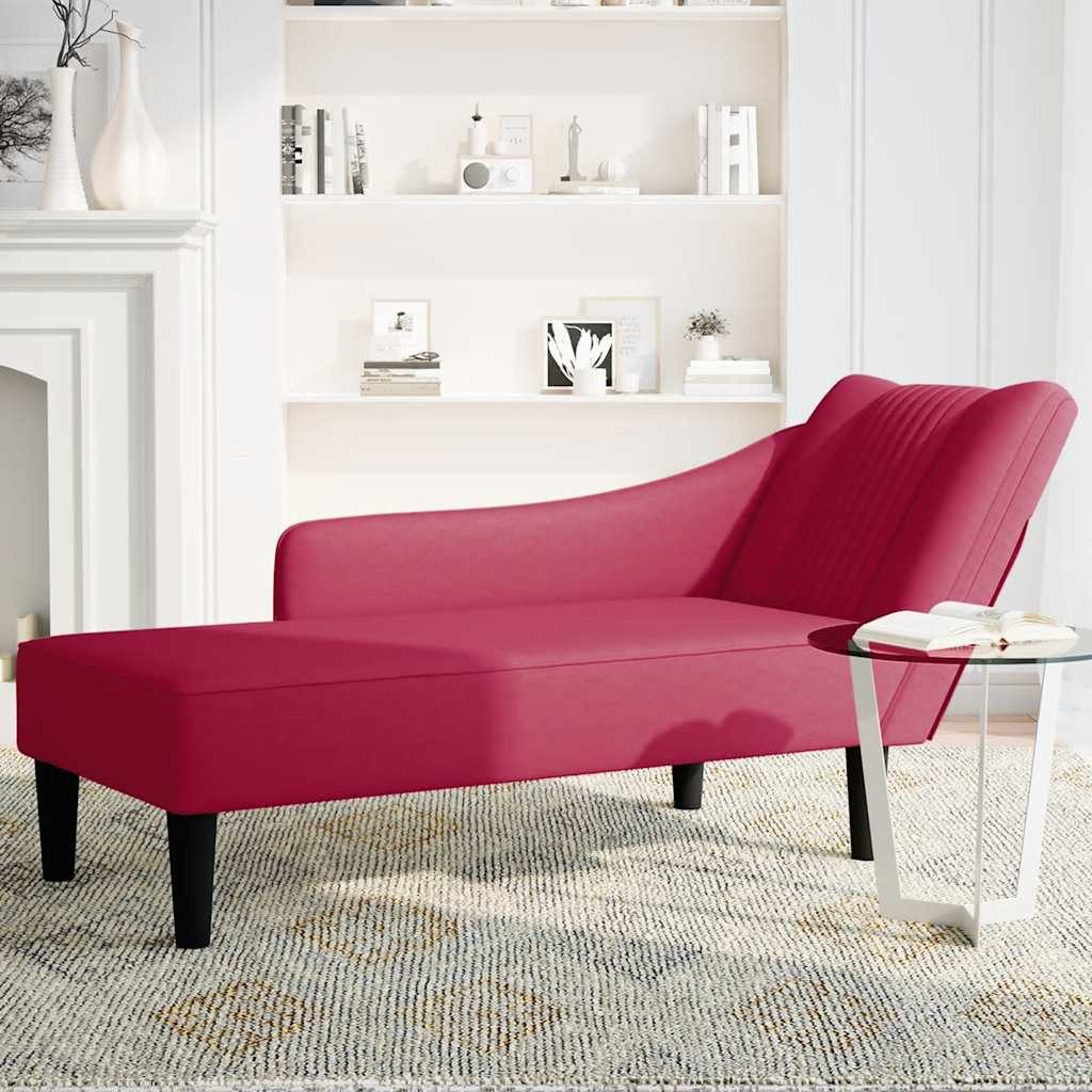 vidaXL Chaiselongue Chaiselongue mit Rechter Armlehne Weinrot Samt, 1 Teile