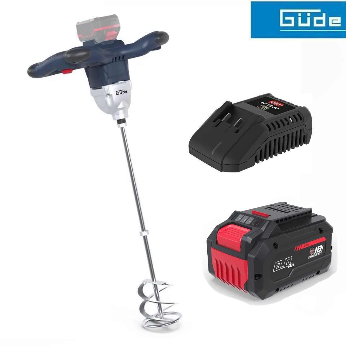 Güde Rührwerk Güde Profi Rührwerk RW 18-801-30 mit Akku 8.0 Ah und Ladegerät 3 A