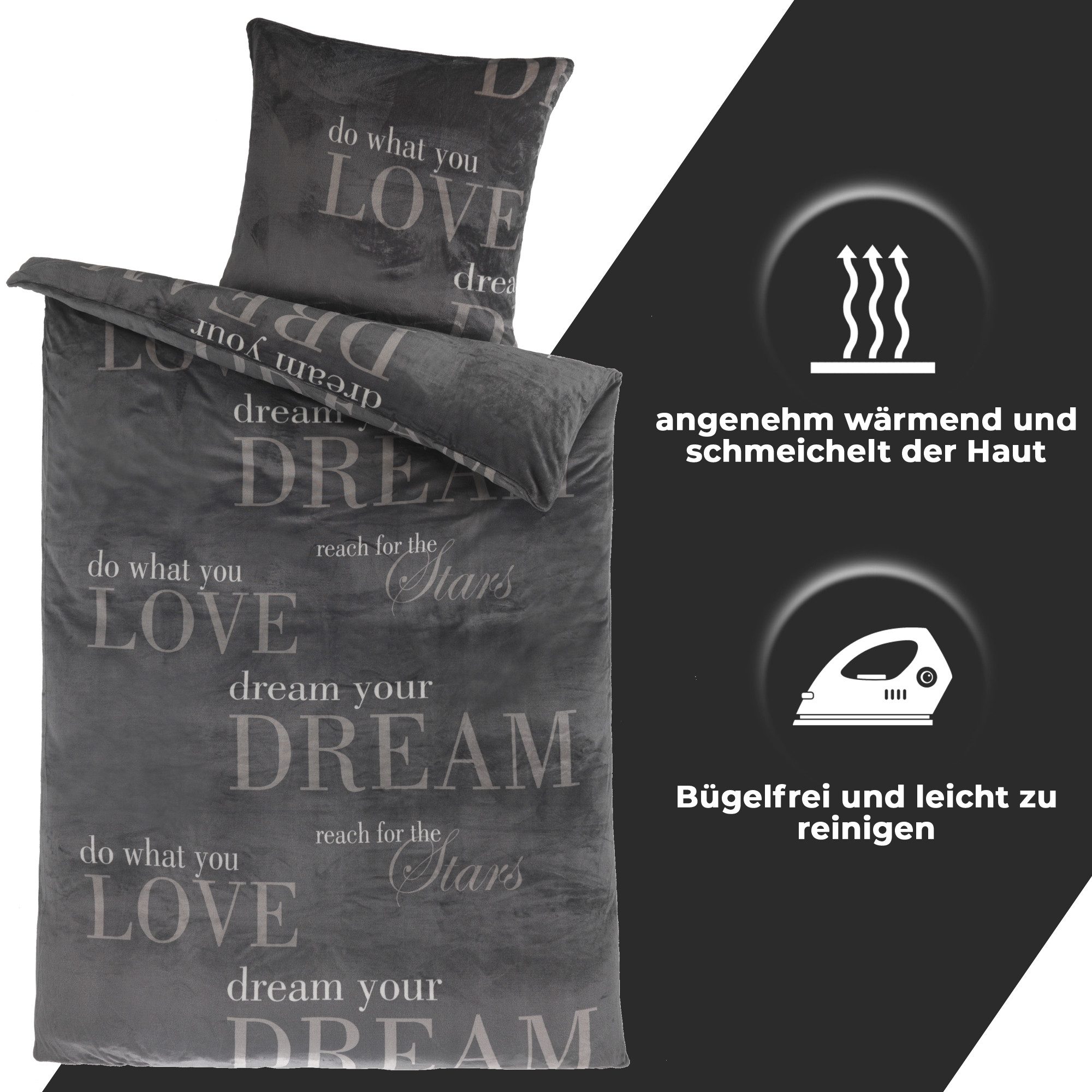 Malika Bettwäsche 135x200 + 80x80 cm Cashmere Touch Bettwäsche, atmungsaktiv, Für Allergiker geeignet, pflegeleicht, angenehm weicher Stoff – Bild 3 von 5