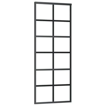 vidaXL Schiebetür Schiebetür ESG-Glas und Aluminium 76x205 cm Schwarz (1-St)