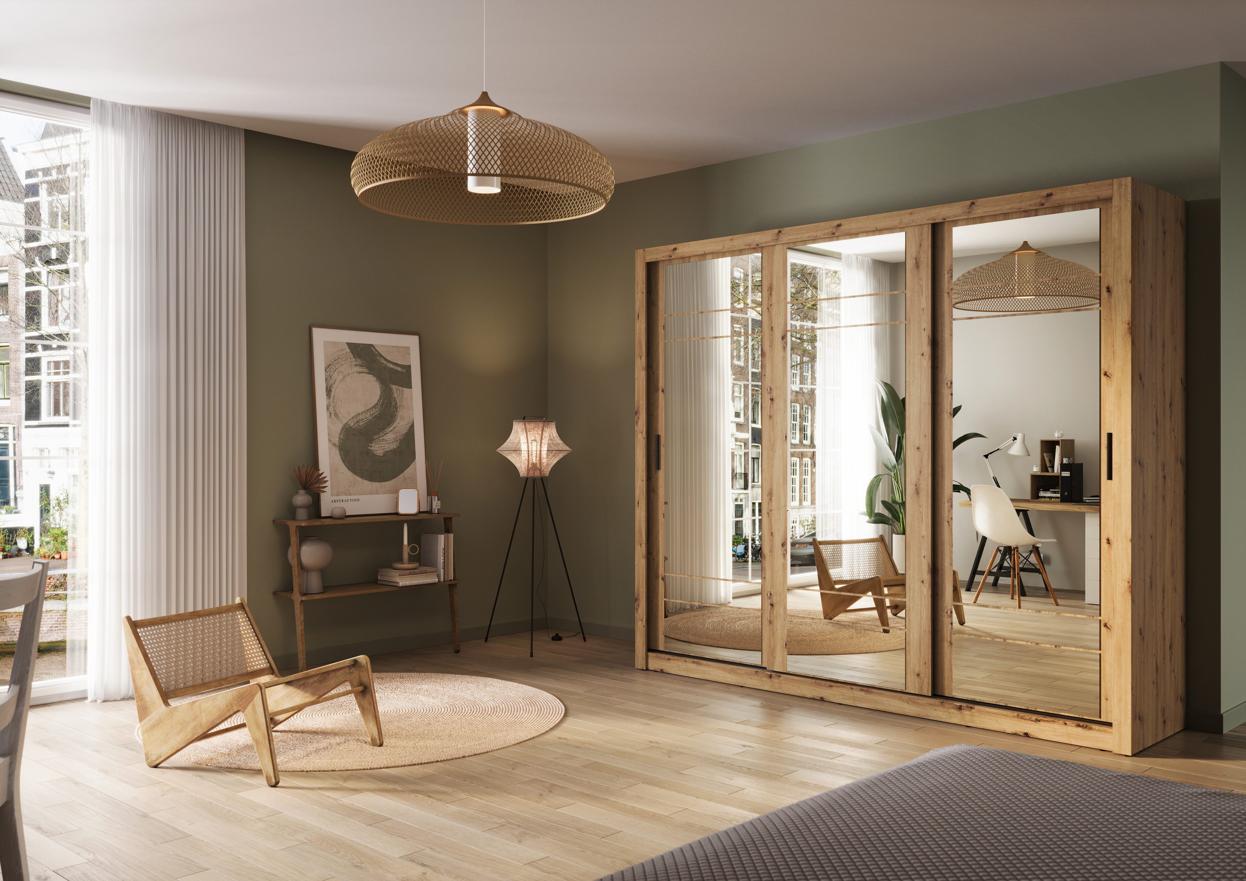 Compleo Kleiderschrank ARTI 02 mit 2 Aufhänger, 3-türig, Schwebetürenschran günstig online kaufen