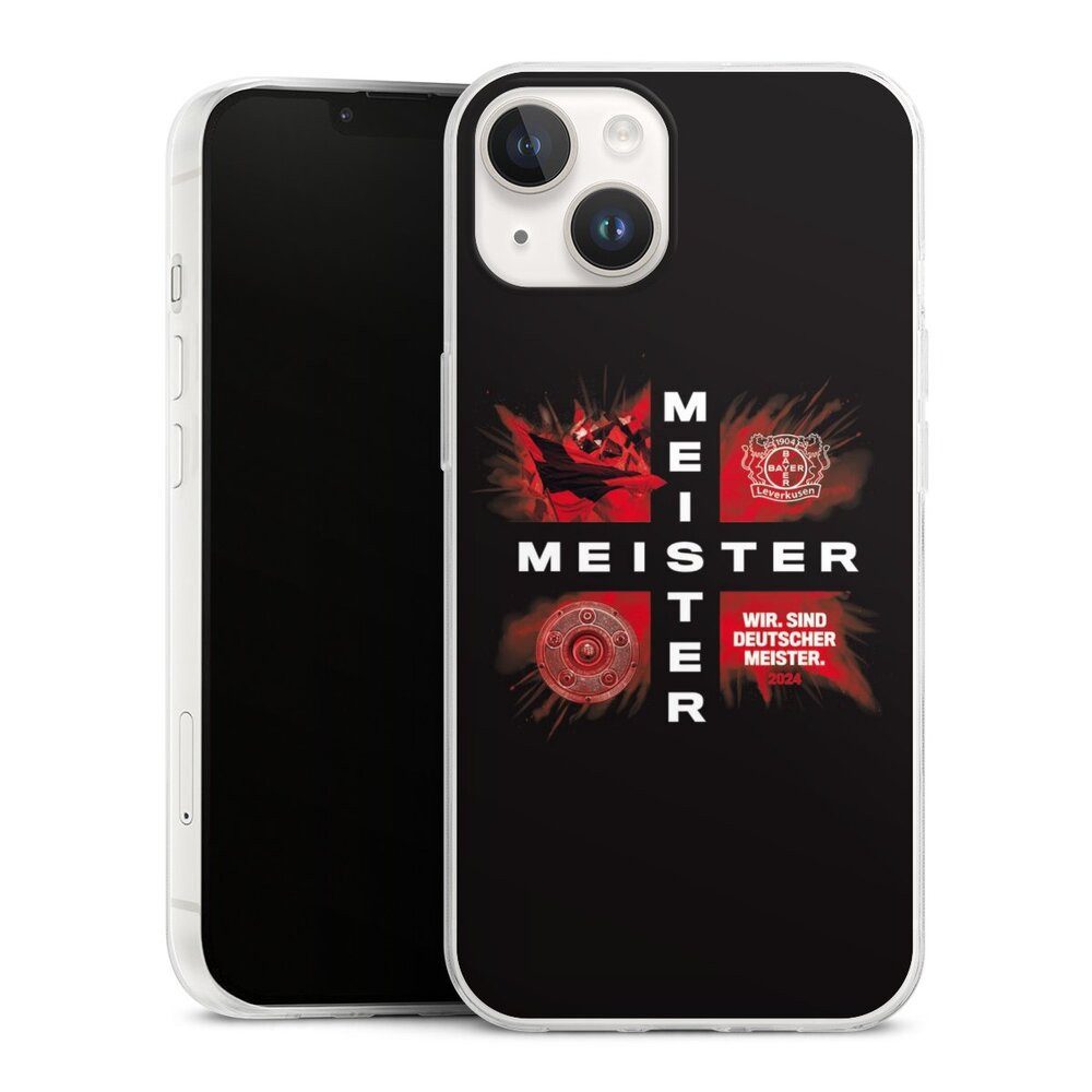 DeinDesign Handyhülle Bayer 04 Leverkusen Meister Offizielles Lizenzprodukt, Apple iPhone 14 Slim Case Silikon Hülle Ultra Dünn Schutzhülle