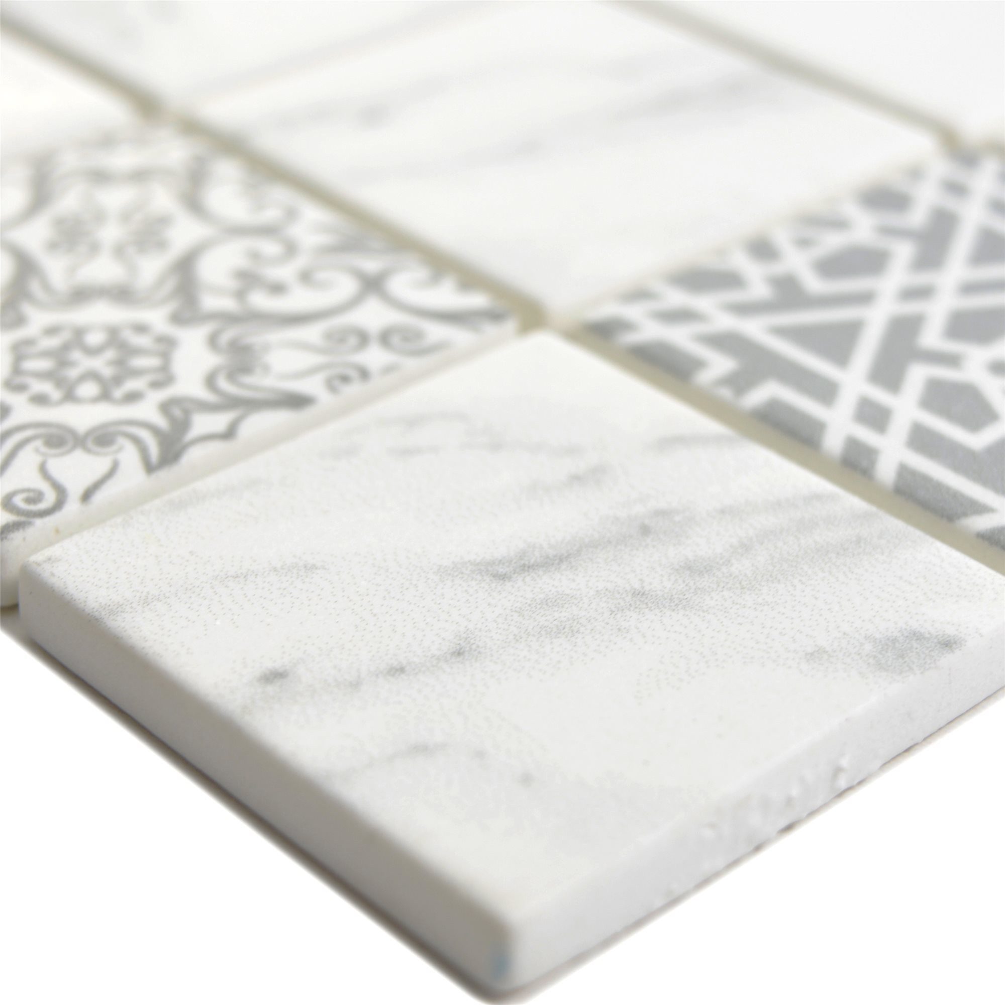 Mosafil Mosaikfliesen Glasmosaik Fliesen Acapella Quadrat, Glas 30.000x30.000, weiß-carrara, Eco Glas - Verlegefertig auf ein Netz geklebt - Frostsicher -