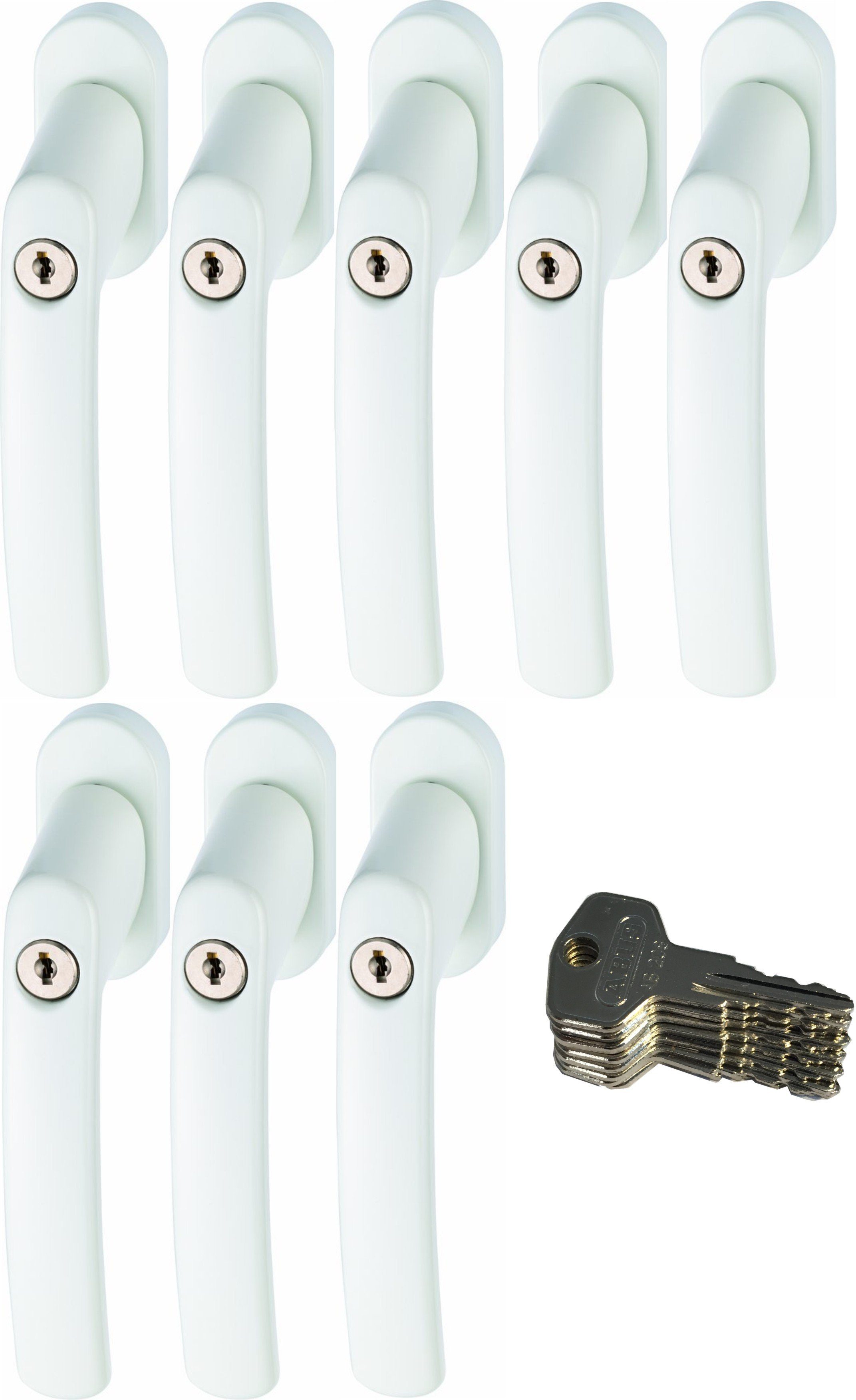 ABUS Fenstergriff ABUS FG200 Weiß, Braun, Silber, SB abschließbarer Fenstergriff, 8er Set weiß, abschließbar, Kindersicherung