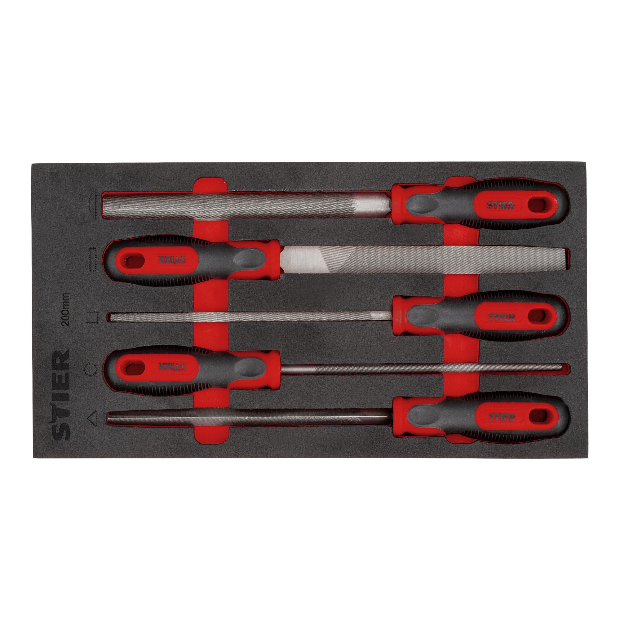Stier Rohrzange STIER Werkstattfeilen-Satz, 200 mm H2 5-teilig in Weichschaumeinlage (