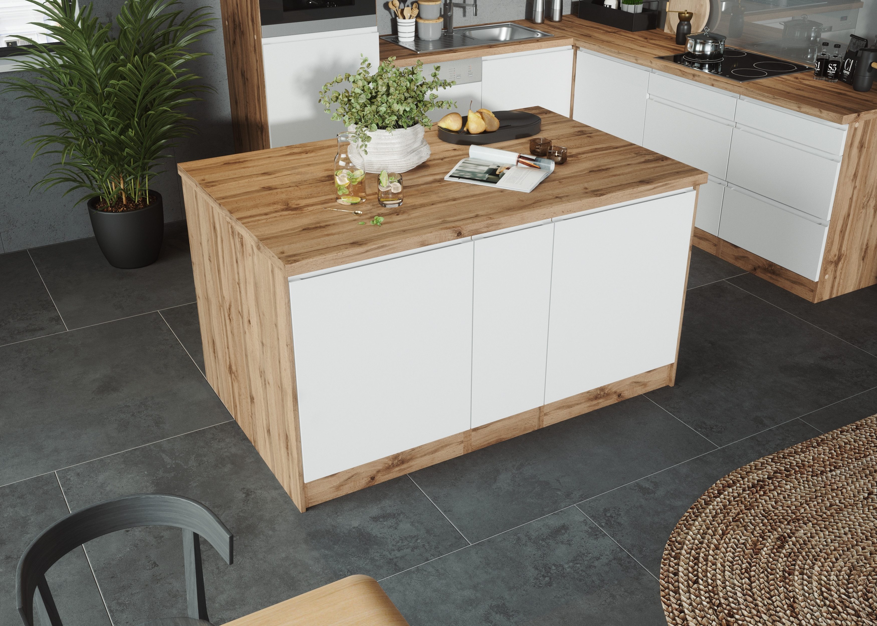 KOCHSTATION Kücheninsel KS-Bruneck, Breite 153 cm, günstig online kaufen