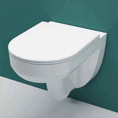 duschspa Dusch-WC Lotus Effekt spülrandlos Wand WC mit Soft Close Toilette Sitz
