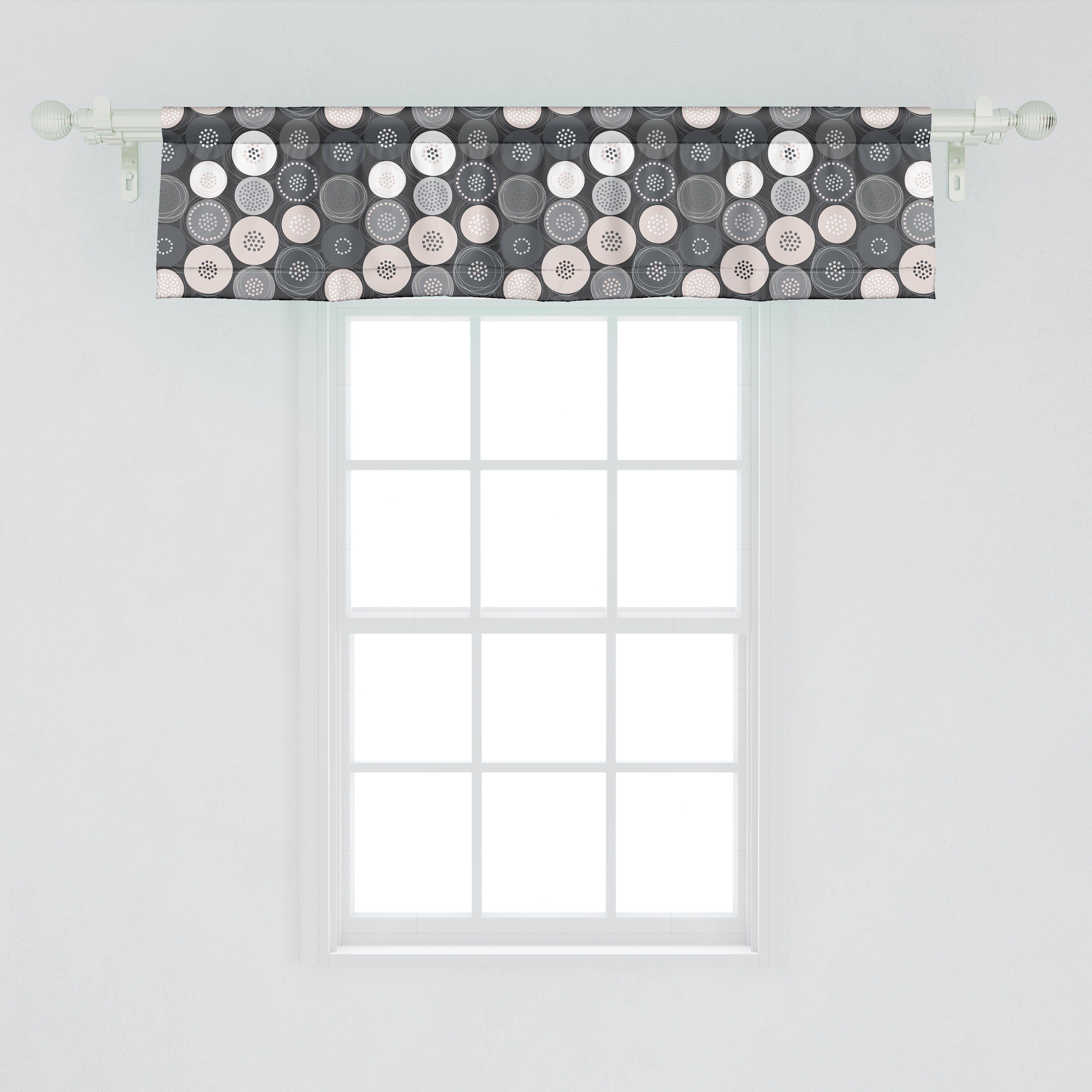 Volant Grau Beige mit Microfaser, für Stangentasche, Punkten Küche Vorhang Abakuhaus, Dekor mit Kreisförmige und Scheibengardine Schlafzimmer