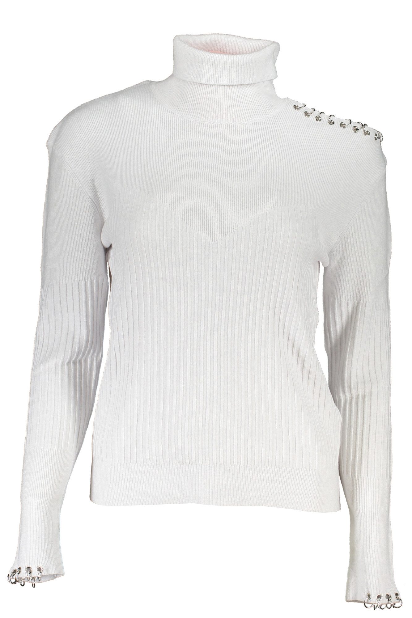 Patrizia Pepe Strickpullover Grauer Damenpullover mit Rollkragen und Kontrastdetails entdecken