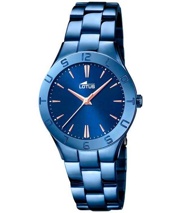 Lotus Quarzuhr Lotus Damen Uhr Fashion L18249/2 (Armbanduhr) Damen Armbanduhr rund Edelstahlarmband blau