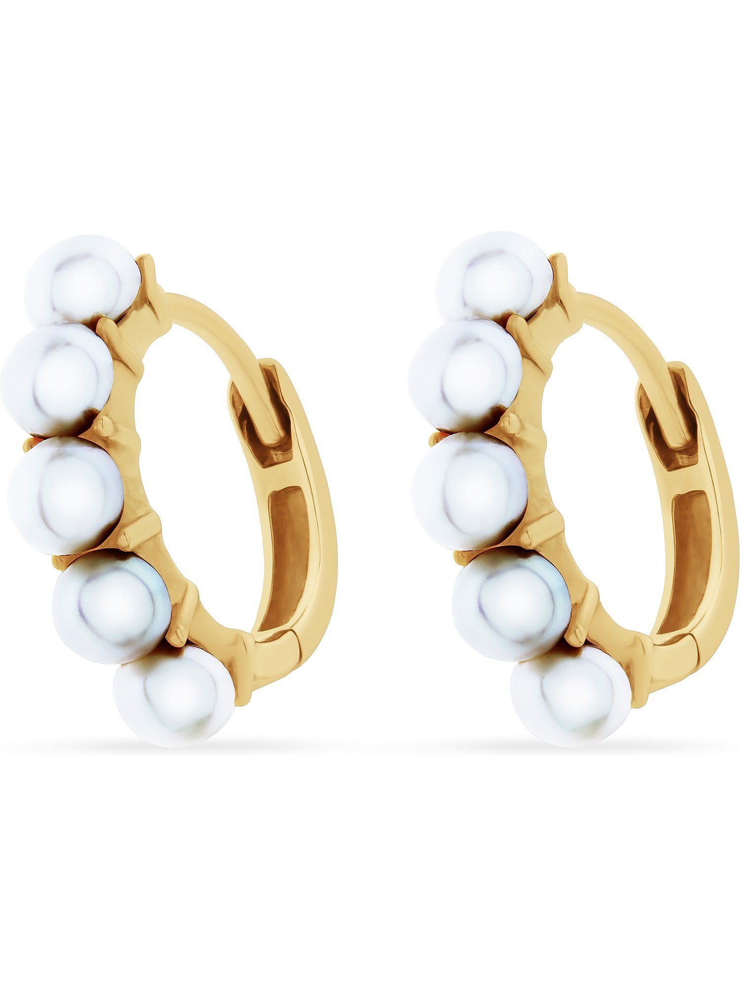 YAMOKO Paar Серьги-кольца YAMOKO Damen-Creolen 585er Gelbgold Süßwasserperle (Paar)