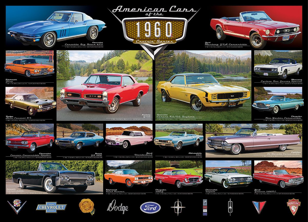 Puzzle 1000 Teile Пазлы - Пазлы - US-Cars der 60er Jahre - Traumwagen, Пазлыteile